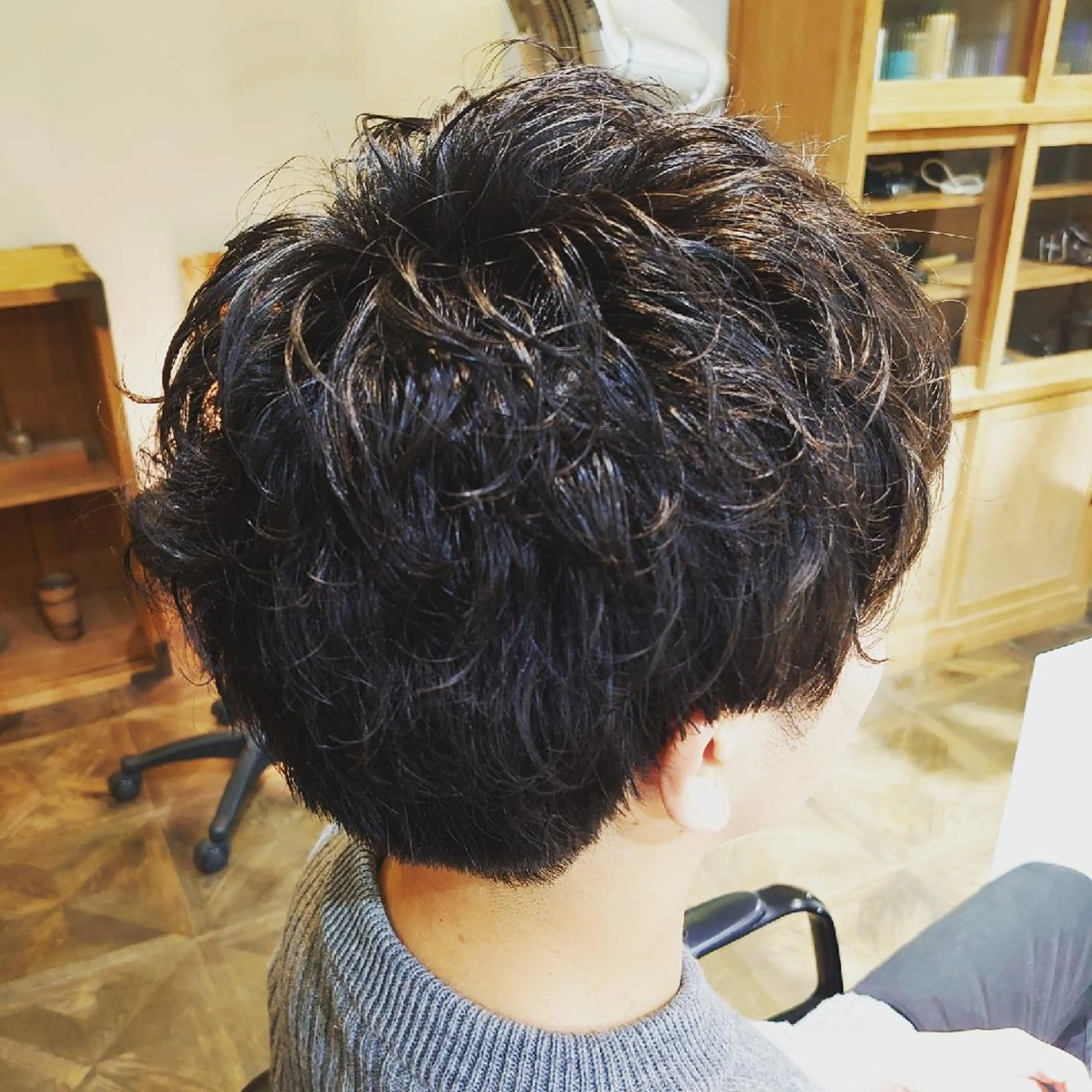 ショート メンズ パーマ マッシュ メンズパーマ 川端 智治のヘアスタイル