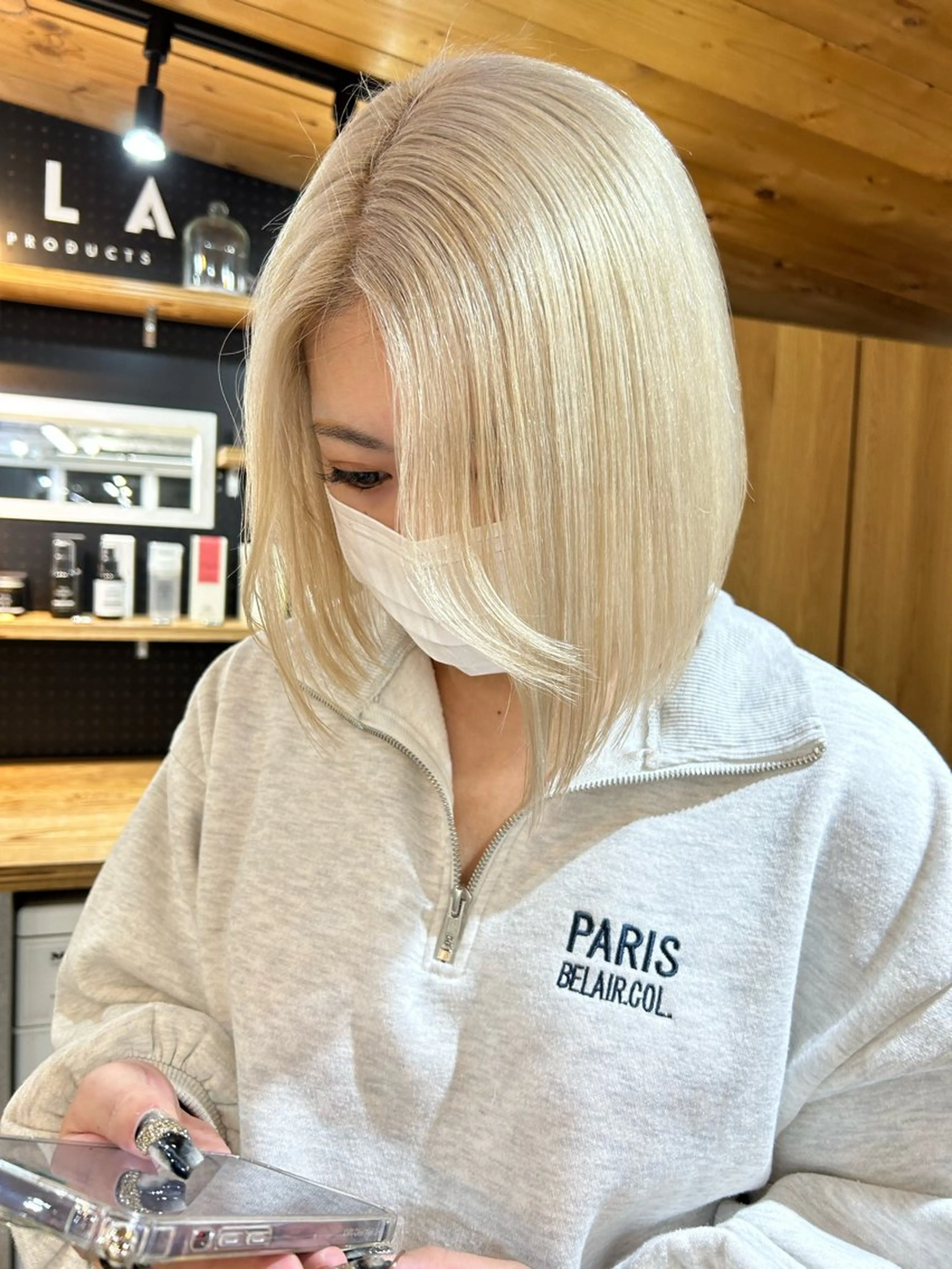 ショート カラー ブロンド ボブ カット ヘアカラー トリートメント 🧸艶々韓国ヘア 🧁mizunaのヘアスタイル