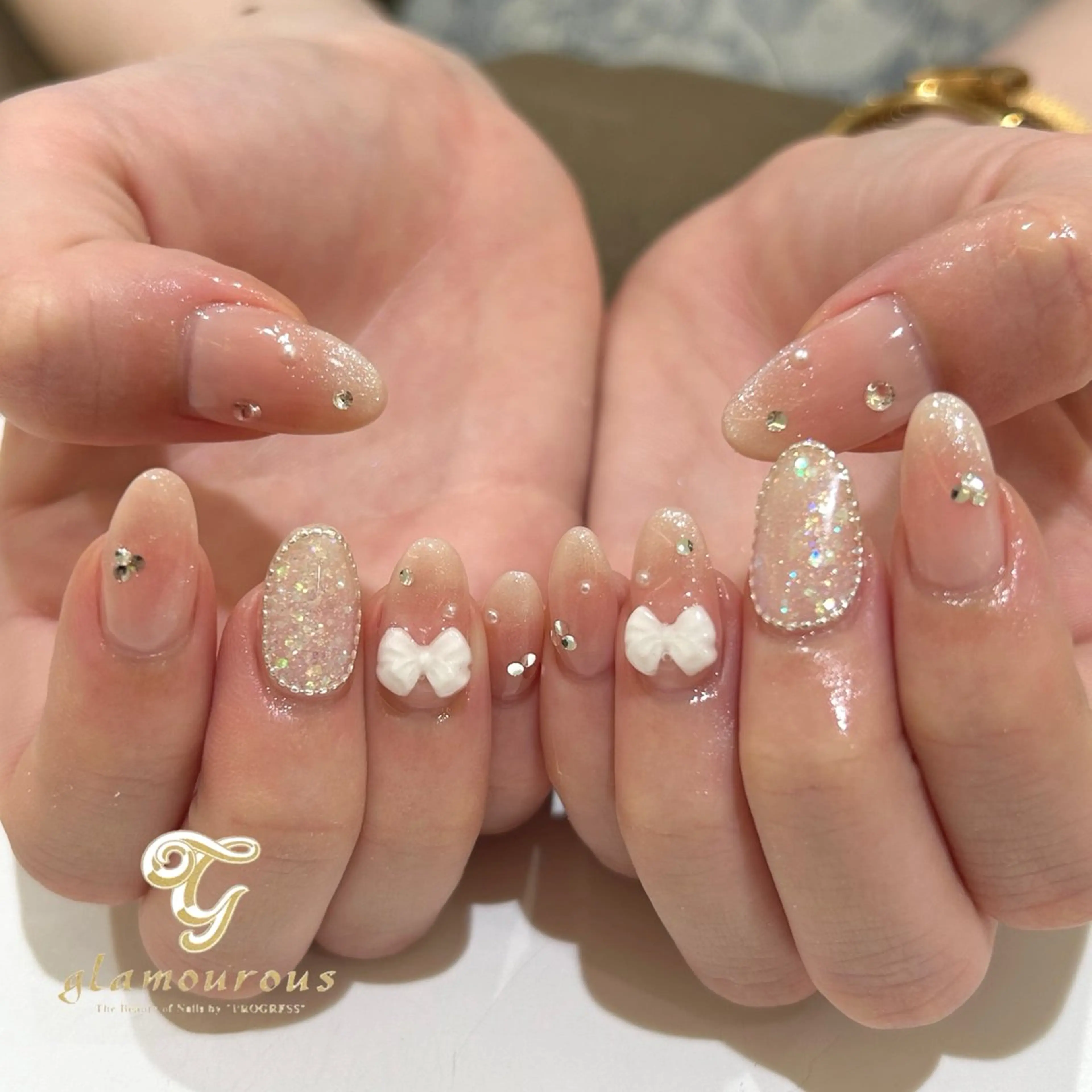 ネイル 持ち込み リボン ハンドネイル 野島 千夏のネイルデザイン