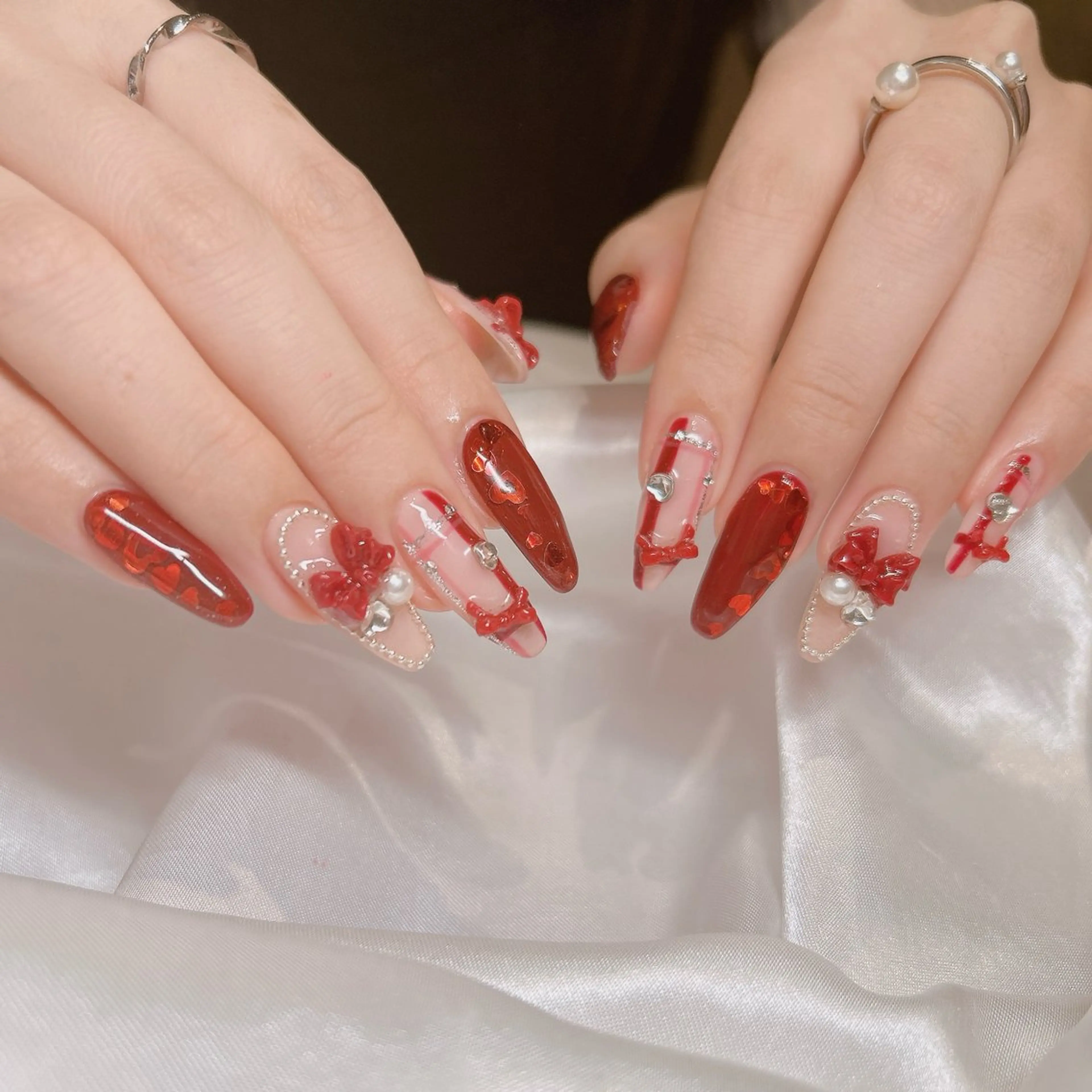 ネイル ハート ハンドネイル junna のぞいてねのネイルデザイン