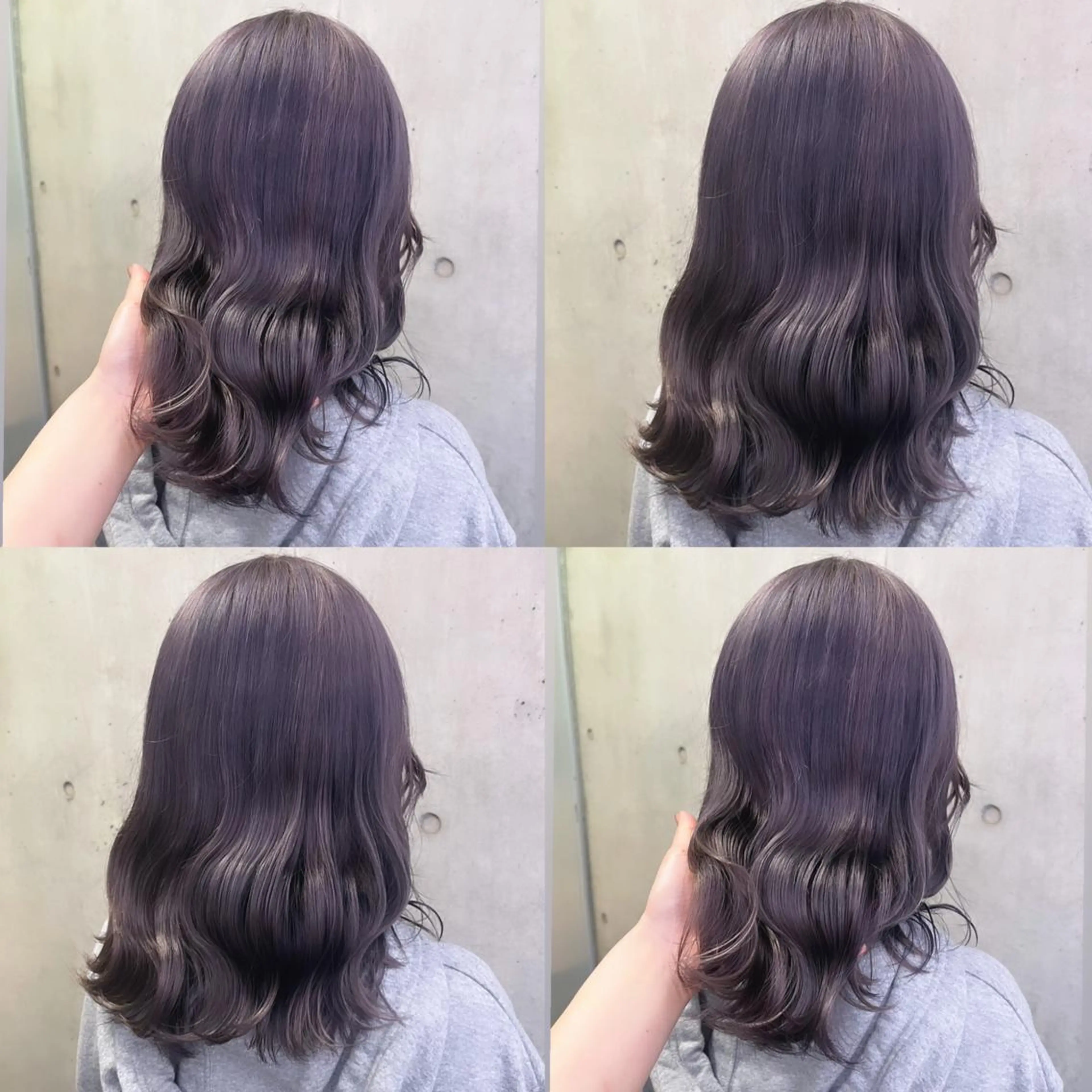 ミディアム カラー ブルーカラー ブルーラベンダー グレージュ ハイトーンカラー ラベンダーカラー カット ヘアカラー トリートメント ヘッドスパ ヘアセット カジュアルを女っぽく 𝗮𝘆𝗮𝗰𝗼のヘアスタイル