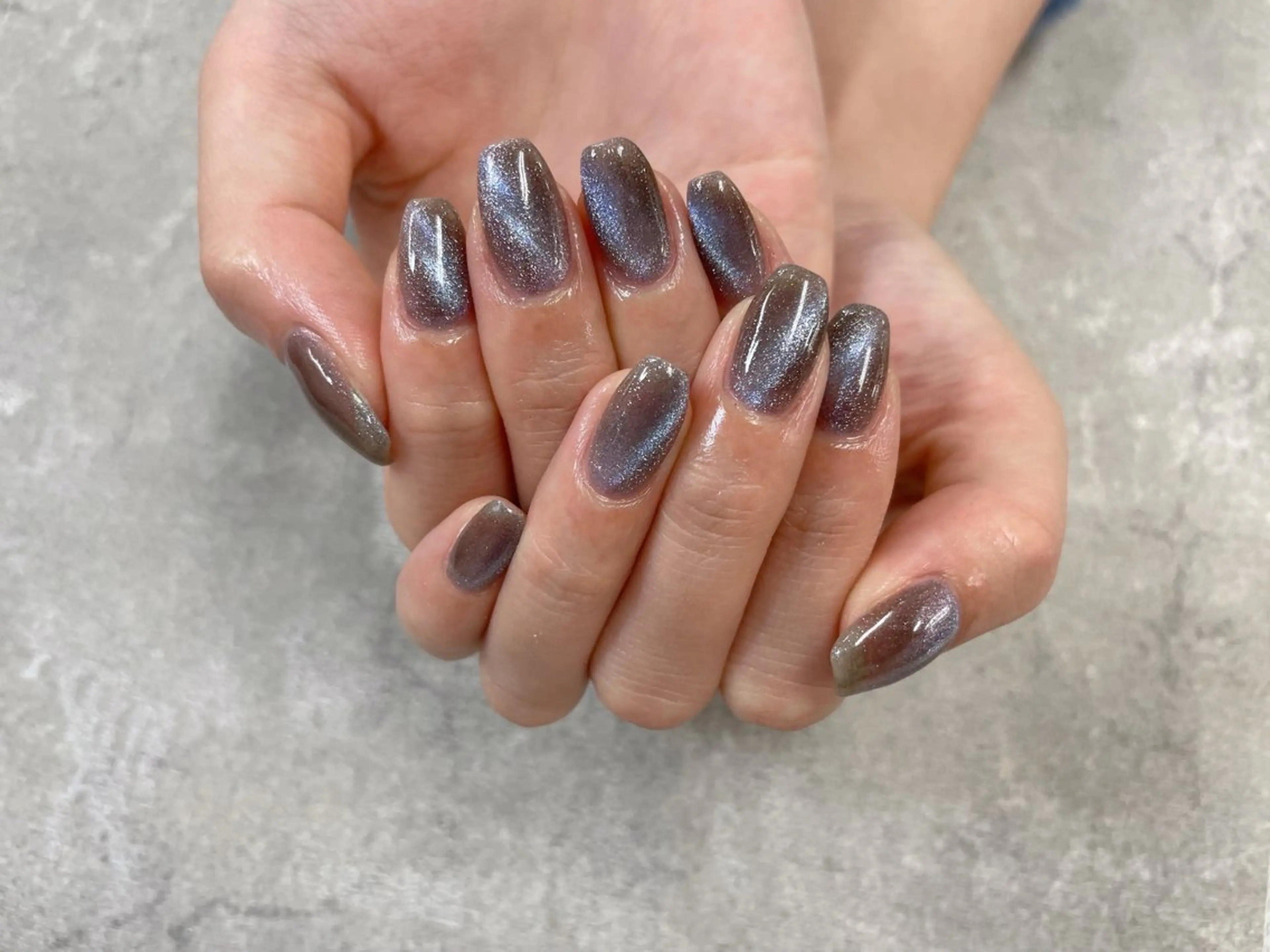 ネイル ブルー キラキラネイル マグネットネイル ワンカラーネイル foglia❁﻿. ⌇﻿imamuraのネイルデザイン