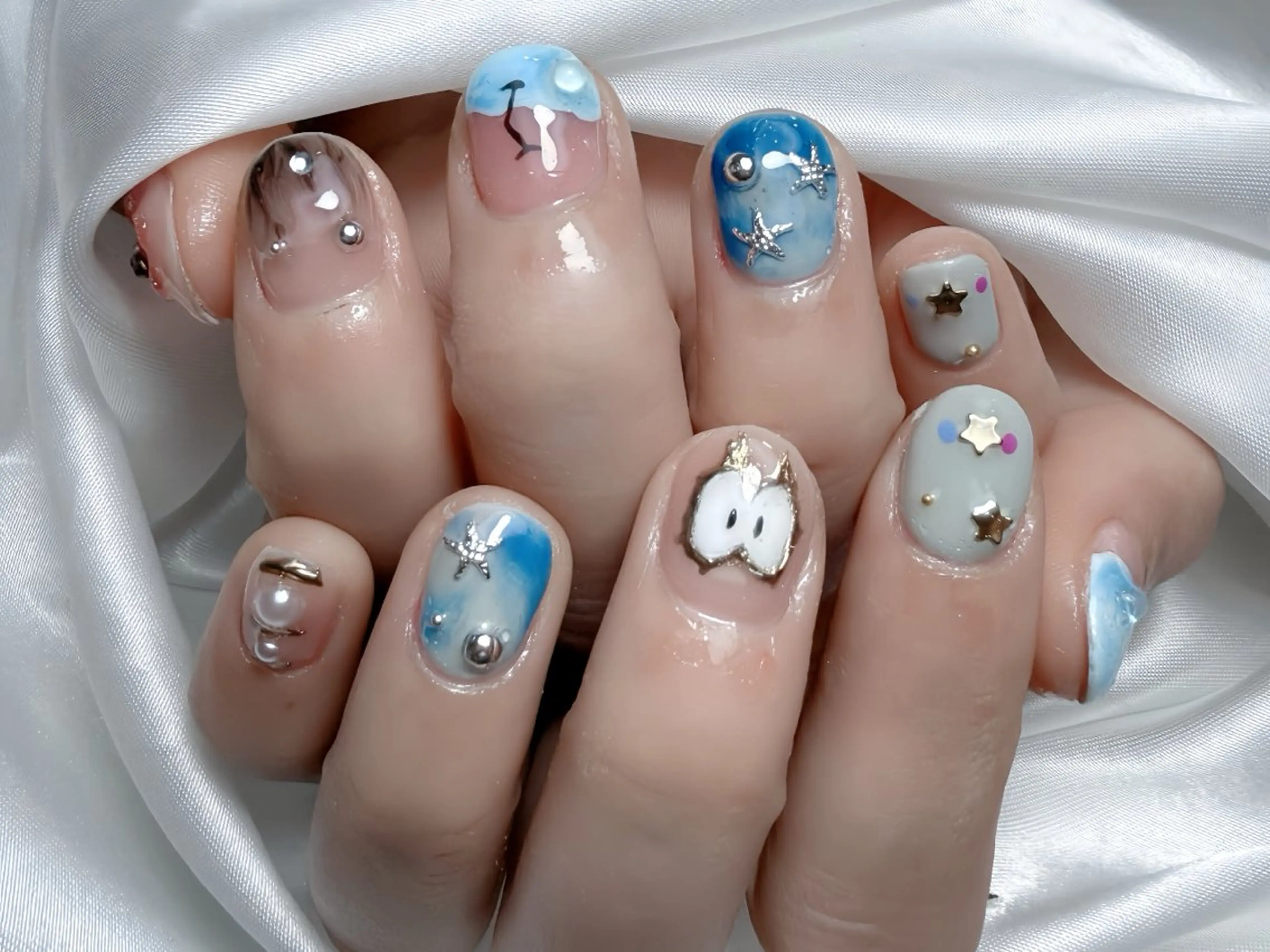 ネイル アートネイル 成人式 ロングネイル ニュアンスネイル スカルプネイル ハンドネイル Rin Nail 新大久保店のネイルデザイン