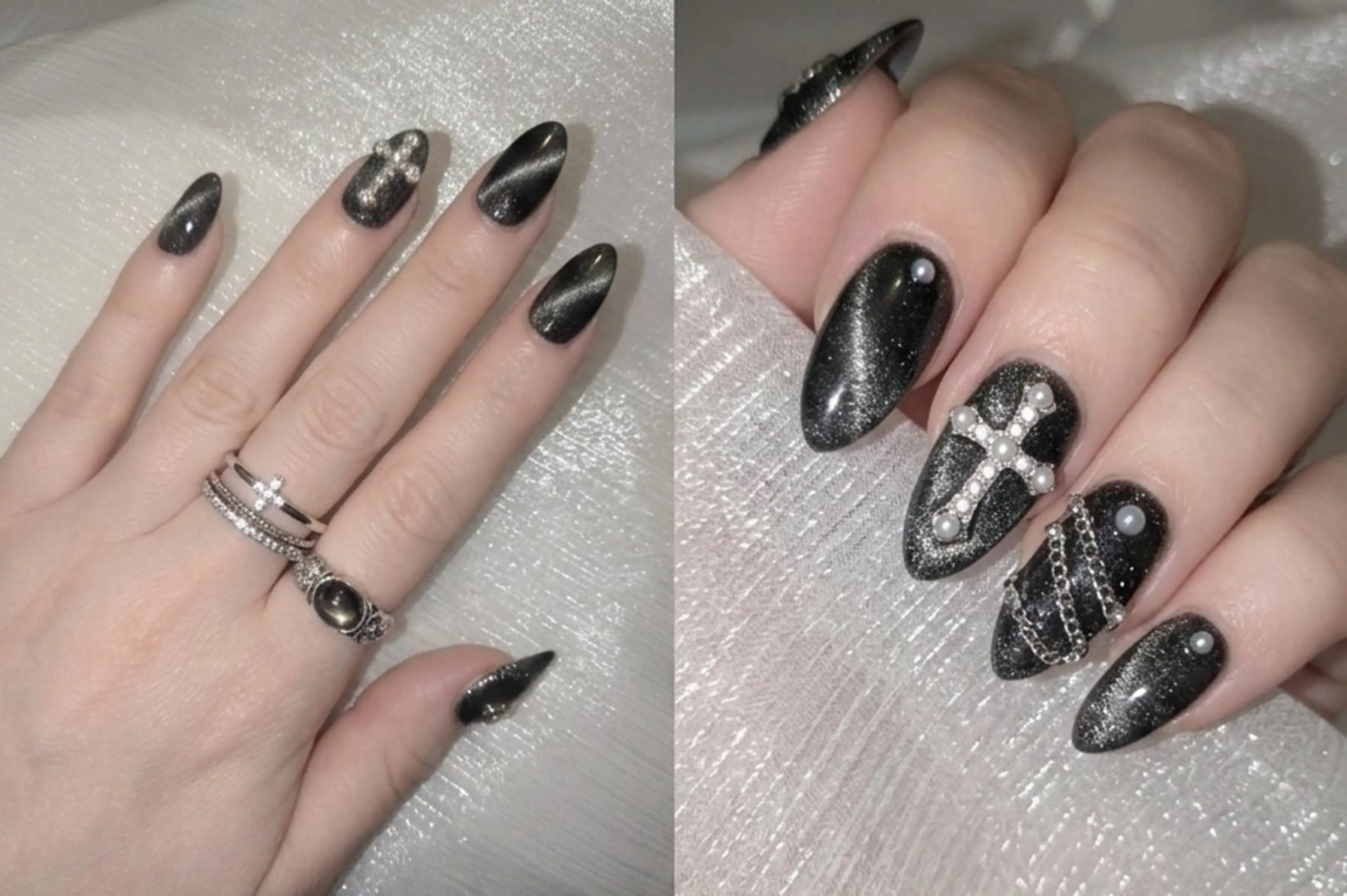 ネイル マグネットネイル ハンドネイル フィルイン、長さ出し 深爪矯正のネイルデザイン