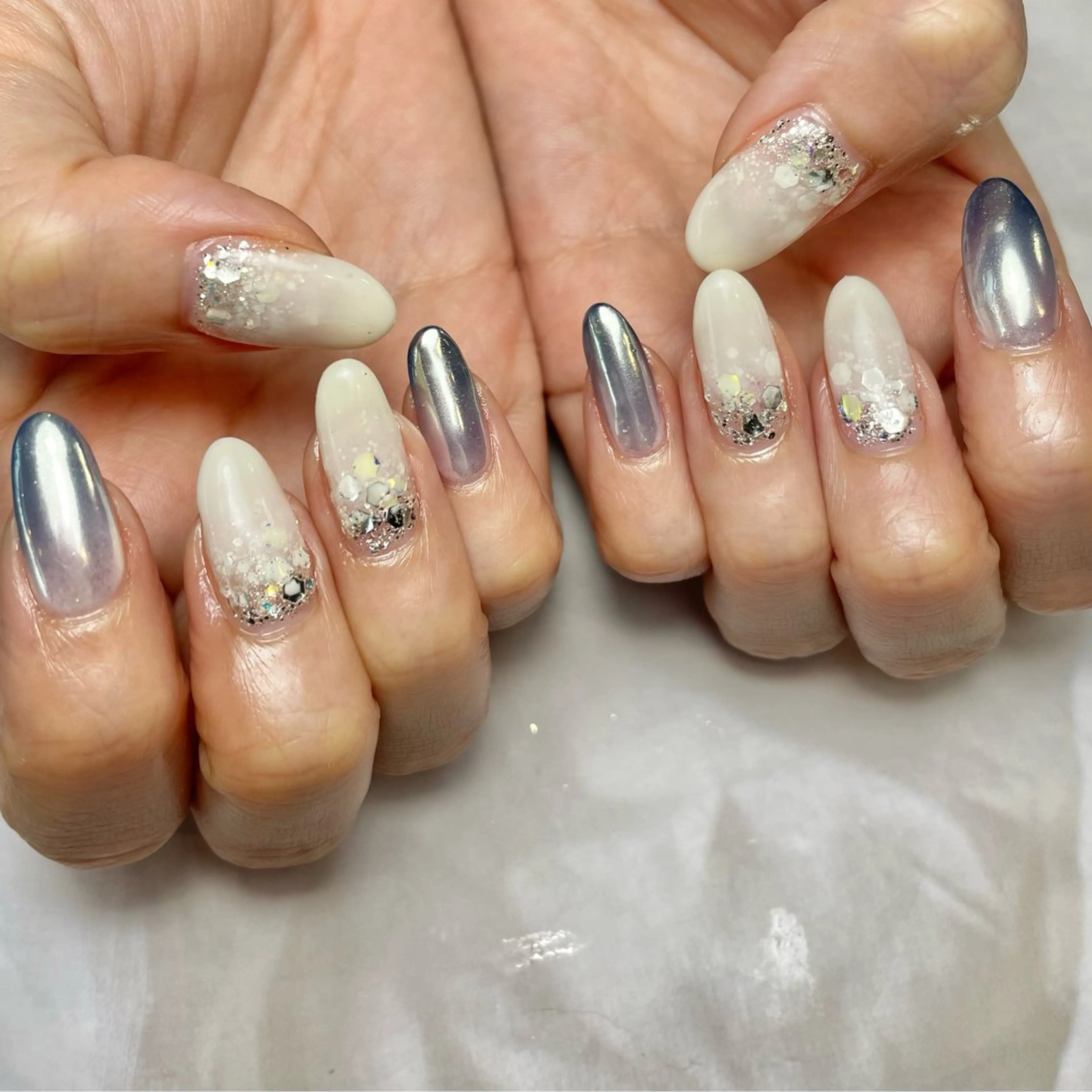 ネイル アートネイル グラデーション ミラーネイル ハンドネイル Reflection marikoのネイルデザイン