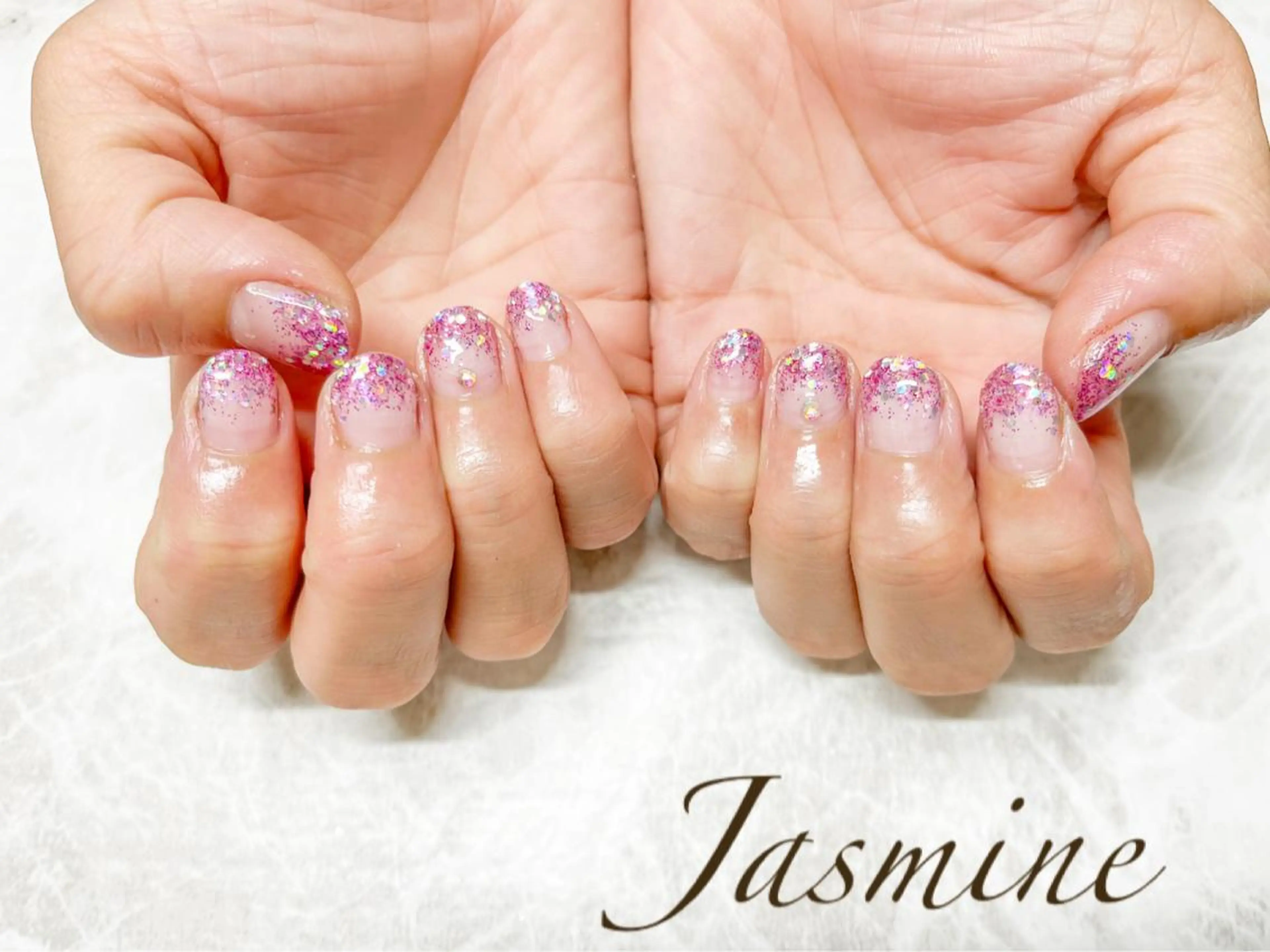 ネイル グラデーション ラメ(グリッター) ラメグラデーション ハンドネイル Jasmine 林のネイルデザイン