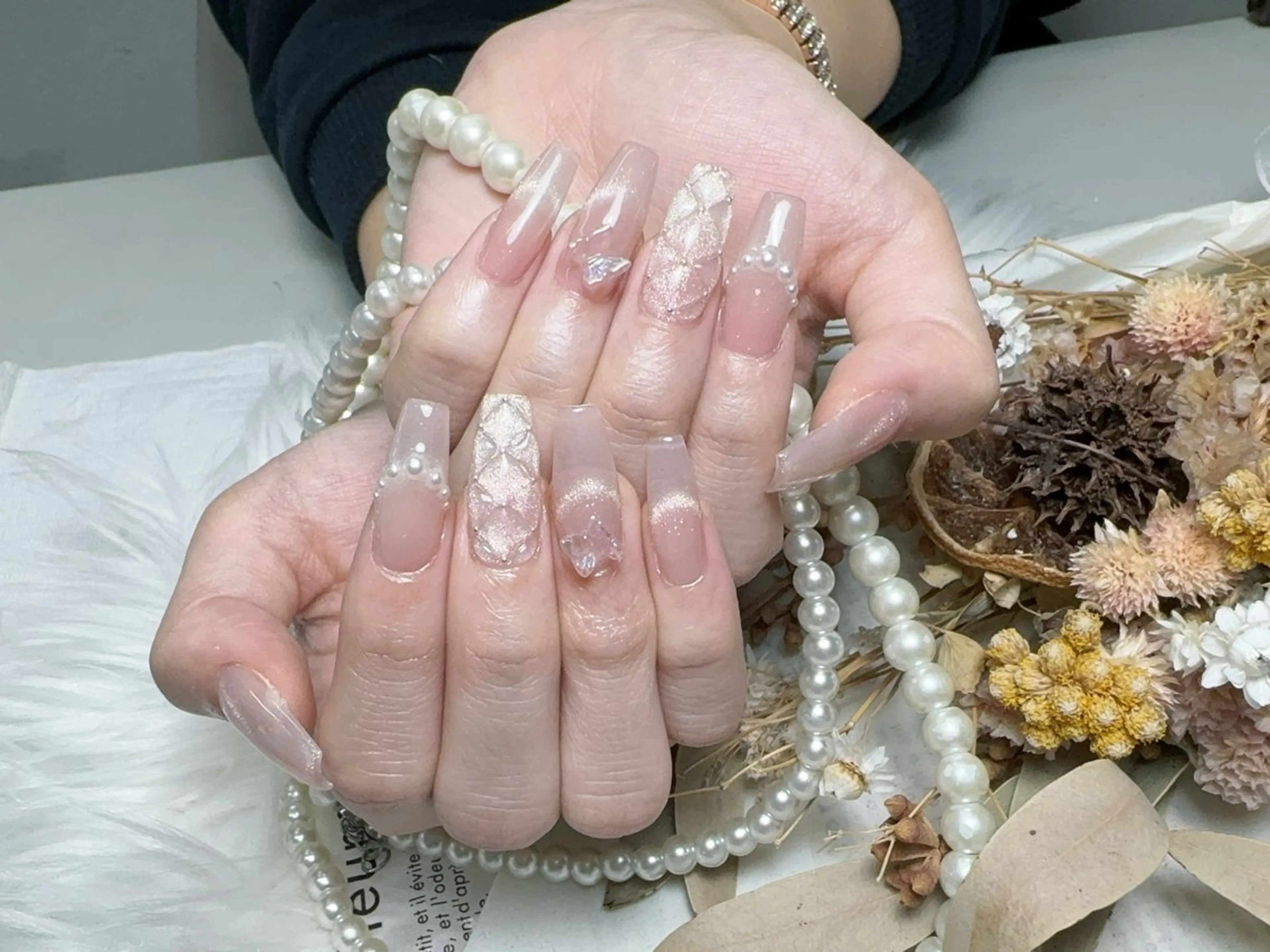 ネイル 長さ出し フレンチネイル ジェルネイル ガラスフレンチ 韓国ネイル ハンドネイル ハンドケア For U nail スカルプ専門店のネイルデザイン
