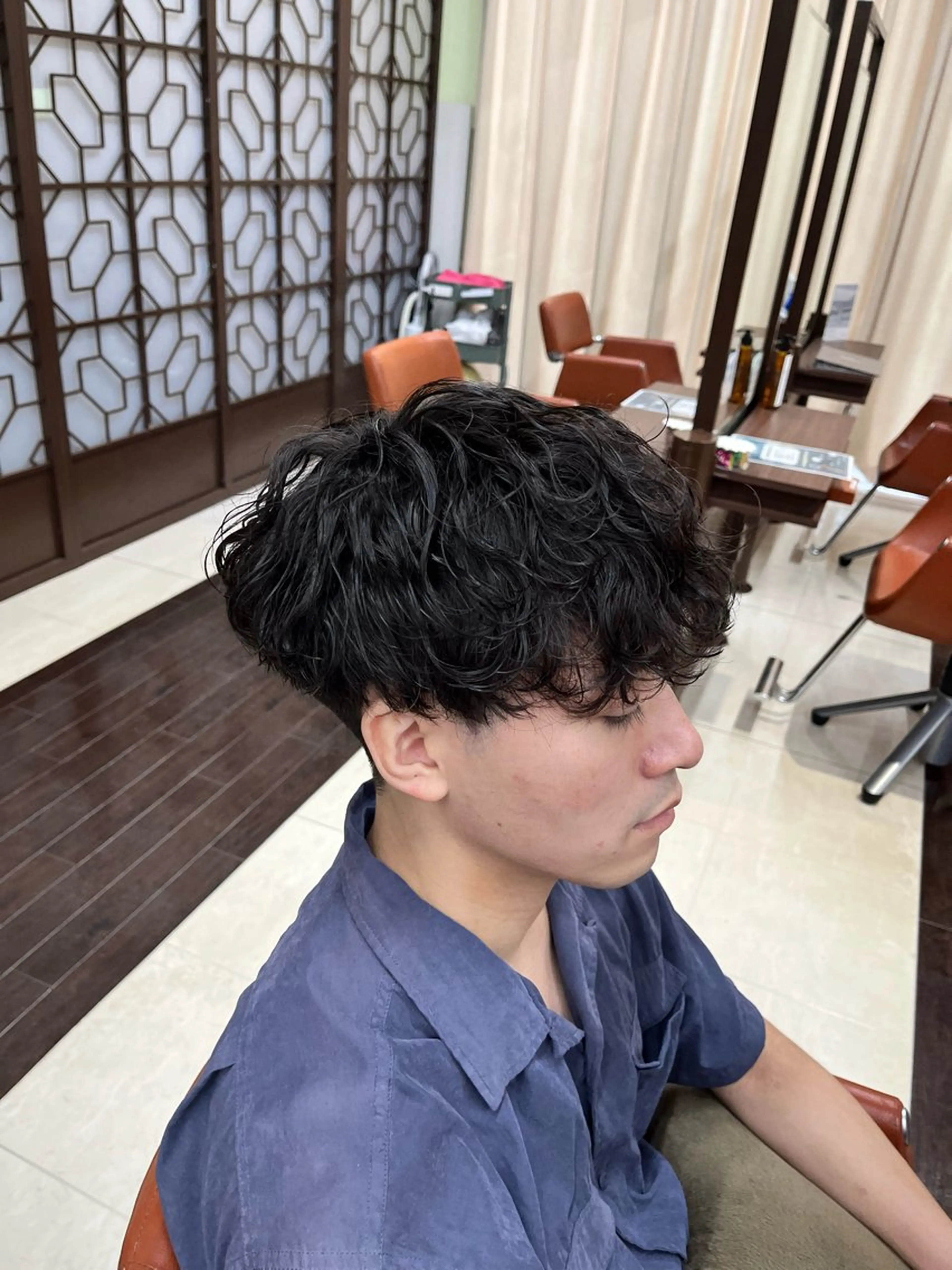 ショート パーマ メンズ マッシュ メンズパーマ 刈り上げ 波巻きパーマ スパイラルパーマ AROH  men's cut&men's perm 船橋店所属・🧊メンズ特化🧊 高木航希のヘアスタイル