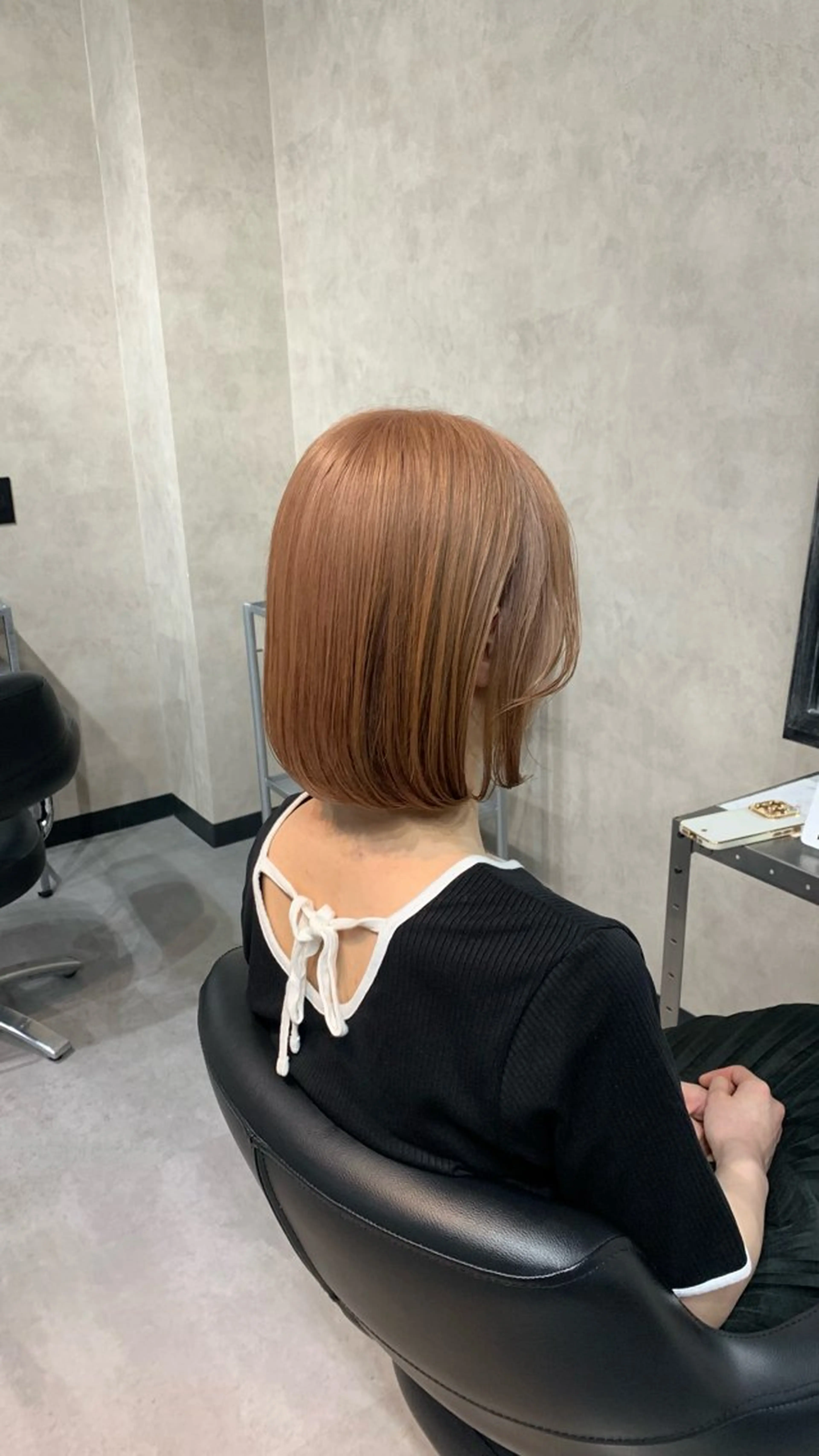 ミディアム カラー ブラウンカラー オレンジ オレンジブラウン ボブ KISS SWAN所属・B E C H I C O〔べち子〕のヘアスタイル