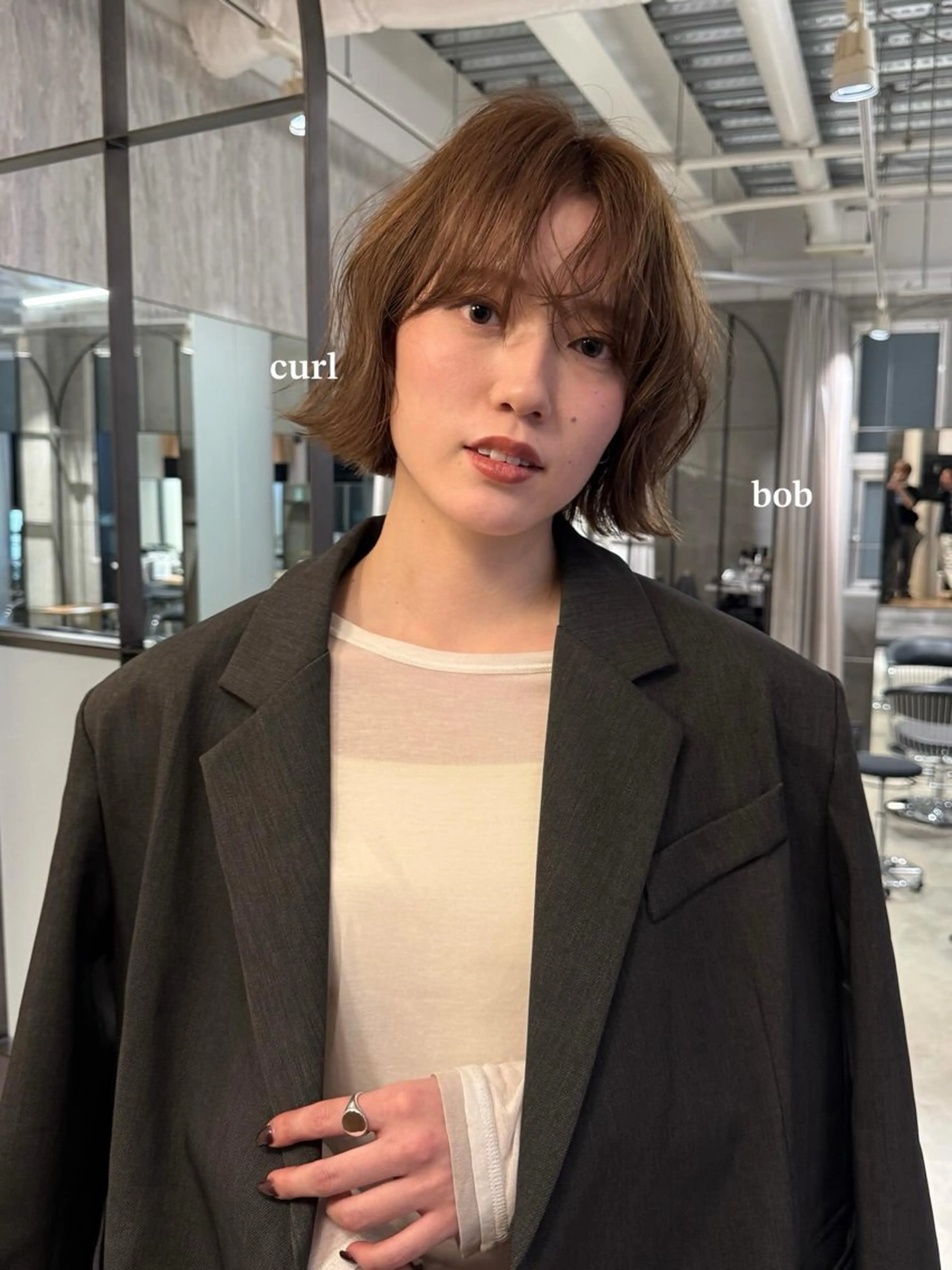 ミディアム カット 須藤　優真 切りっぱなしボブのヘアスタイル