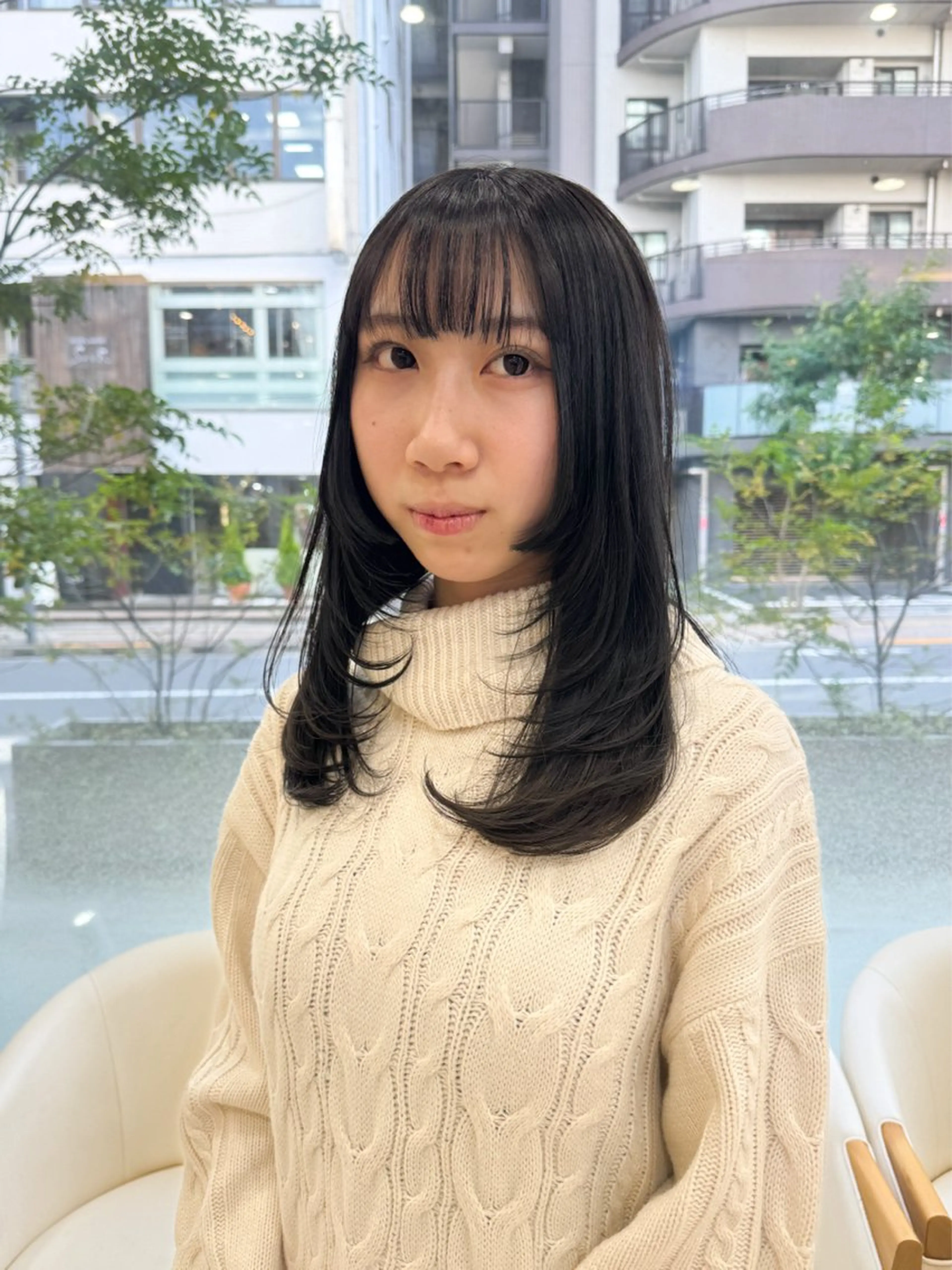 ミディアム カラー 姫カット レイヤーカット カット ヘアカラー トリートメント Seeknext // Rukaのヘアスタイル