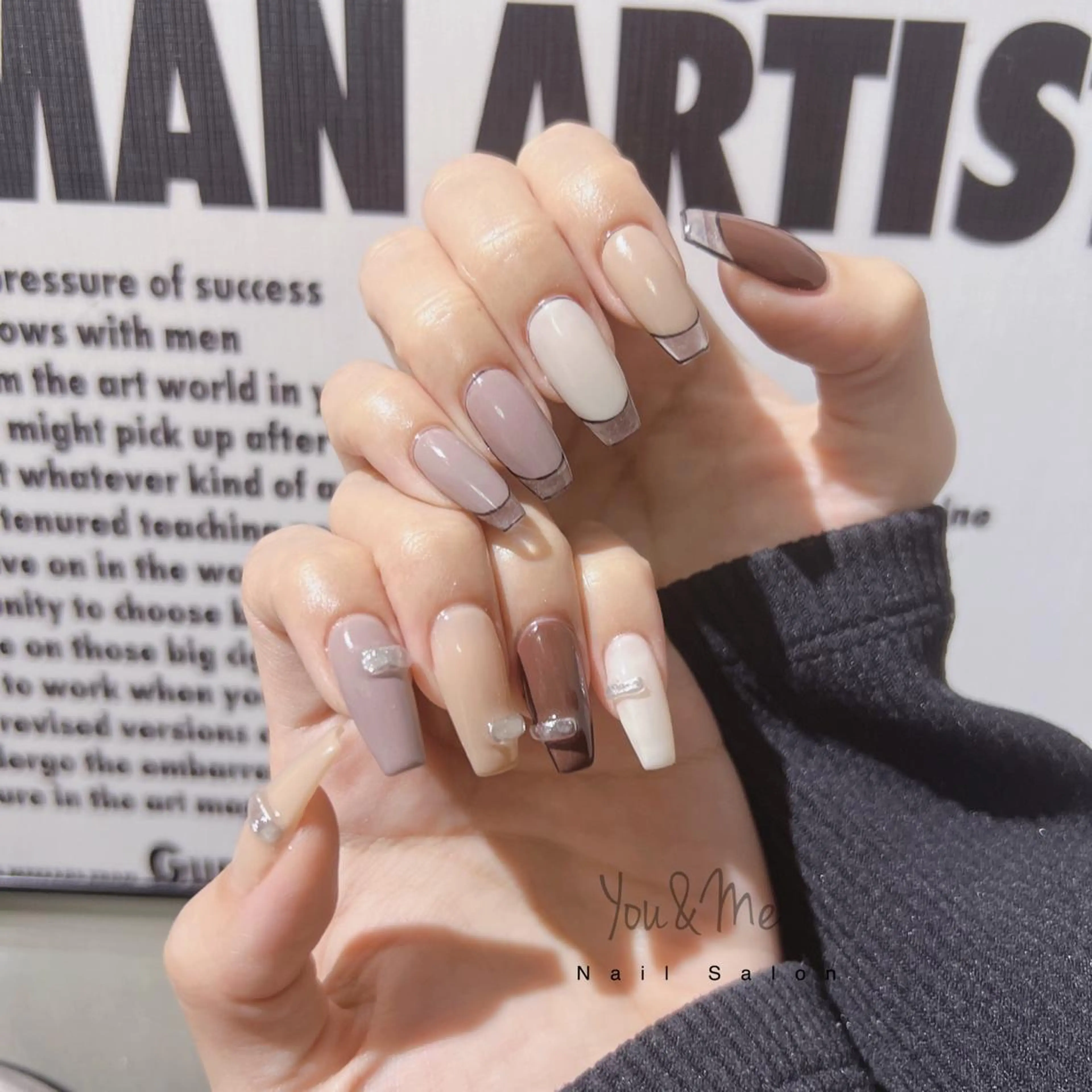 ネイル アートネイル フラッシュネイル フレンチネイル ジェルネイル ガラスフレンチ You&Me Yukiのネイルデザイン