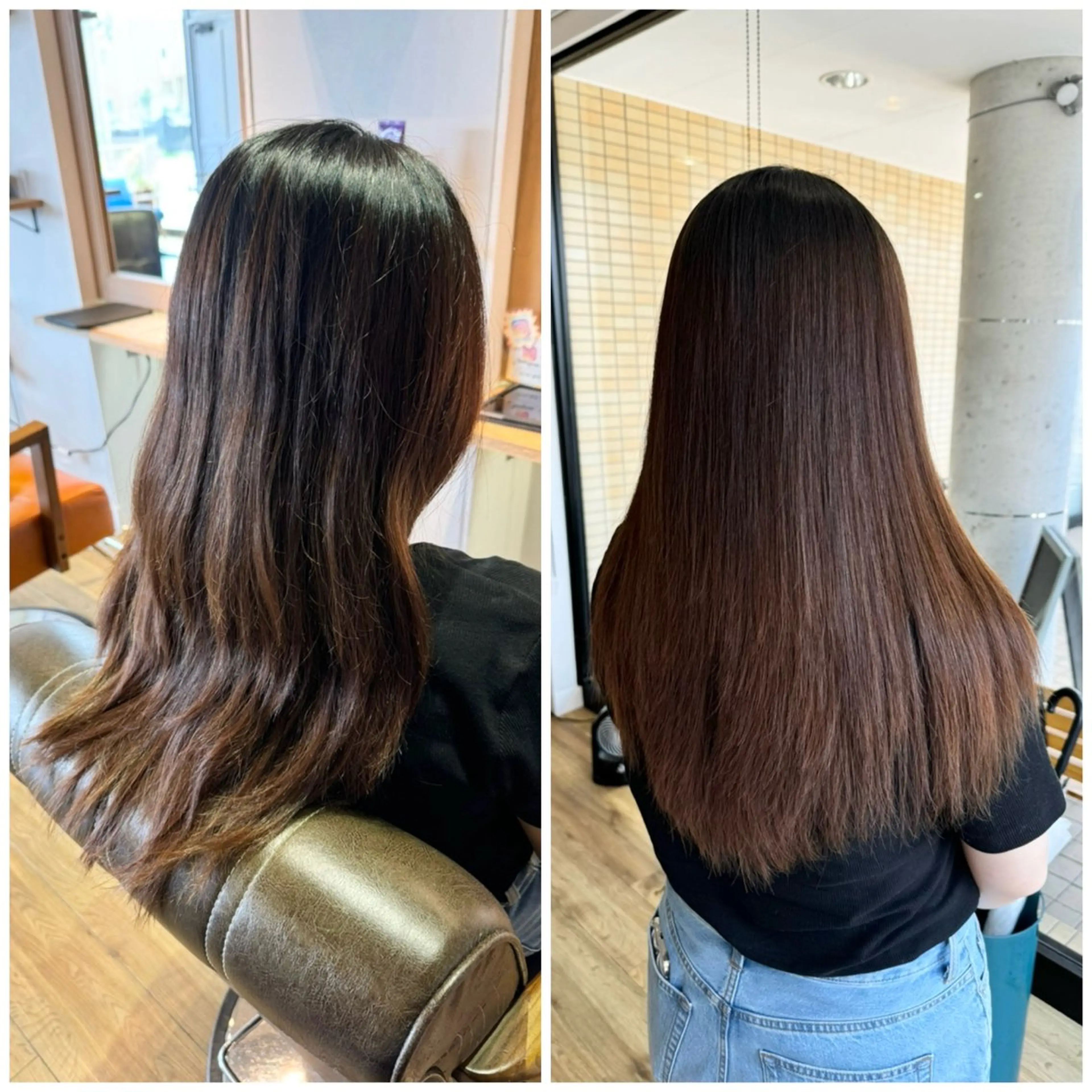 ロング カラー 酸性ストレート 縮毛矯正 トリートメント ツキダテ ユイのヘアスタイル