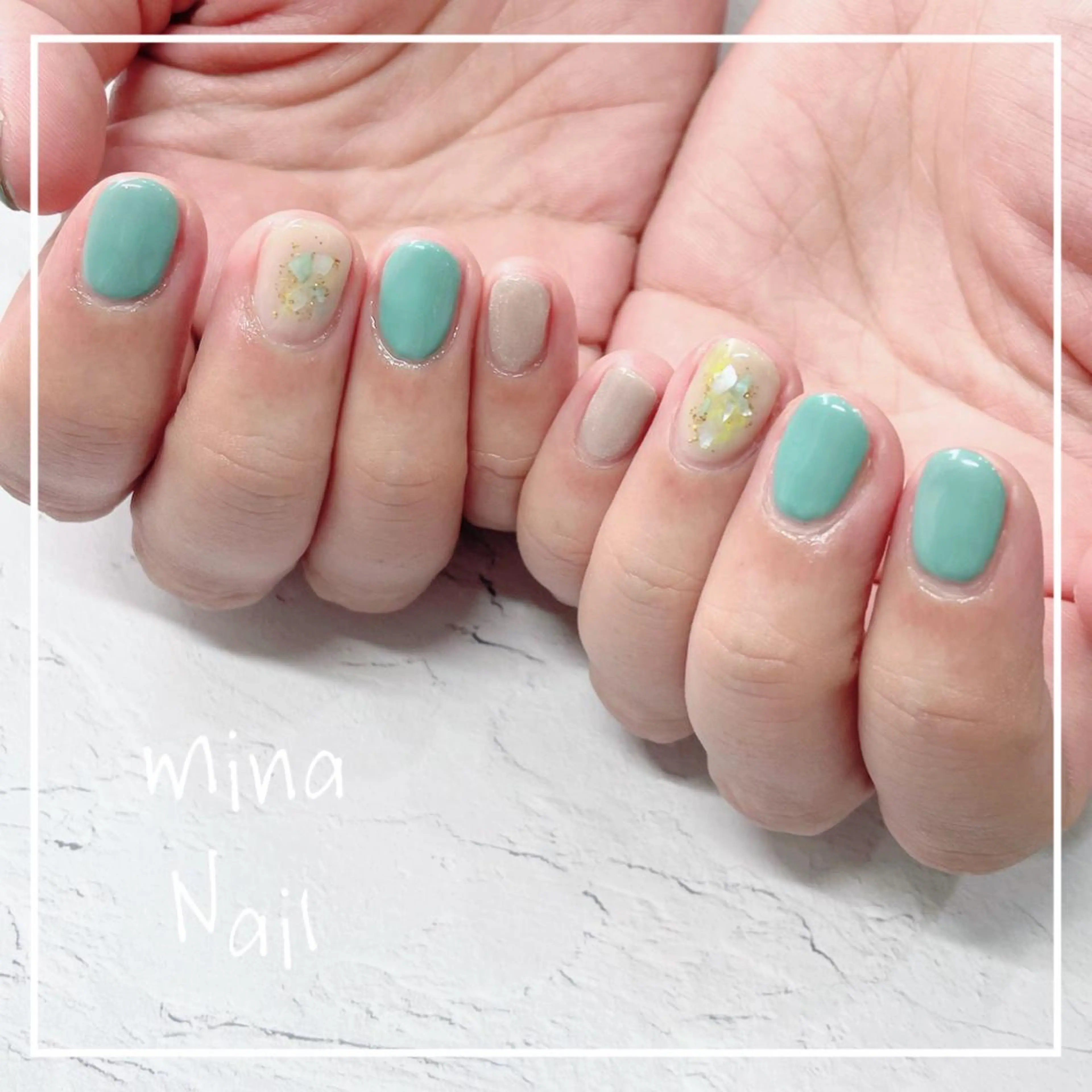 ネイル グリーン 夏ネイル mina Nailのネイルデザイン
