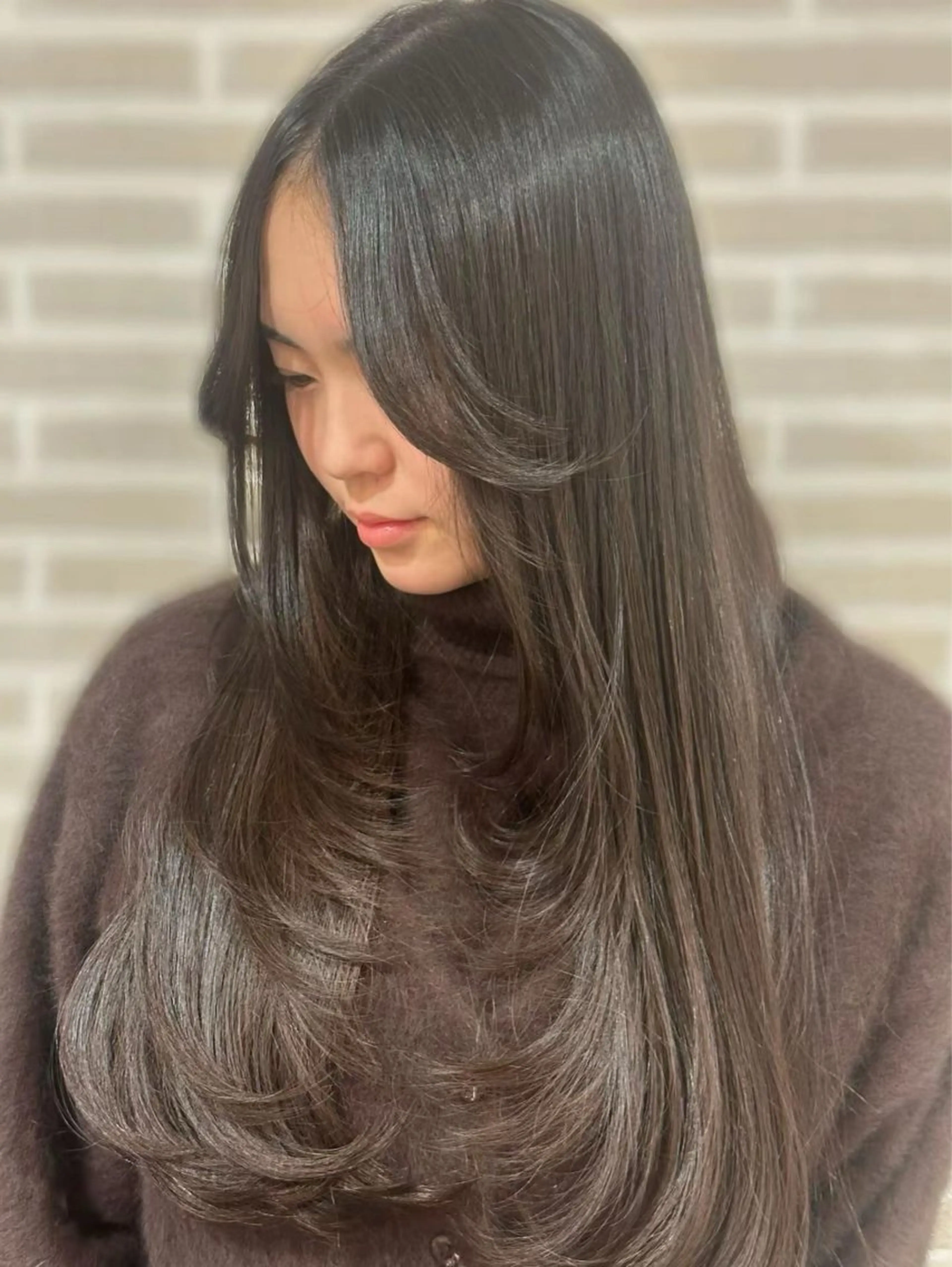 ロング レイヤーカット カット トリートメント メンズパーマ/レイヤ ーカット岡田遥希のヘアスタイル