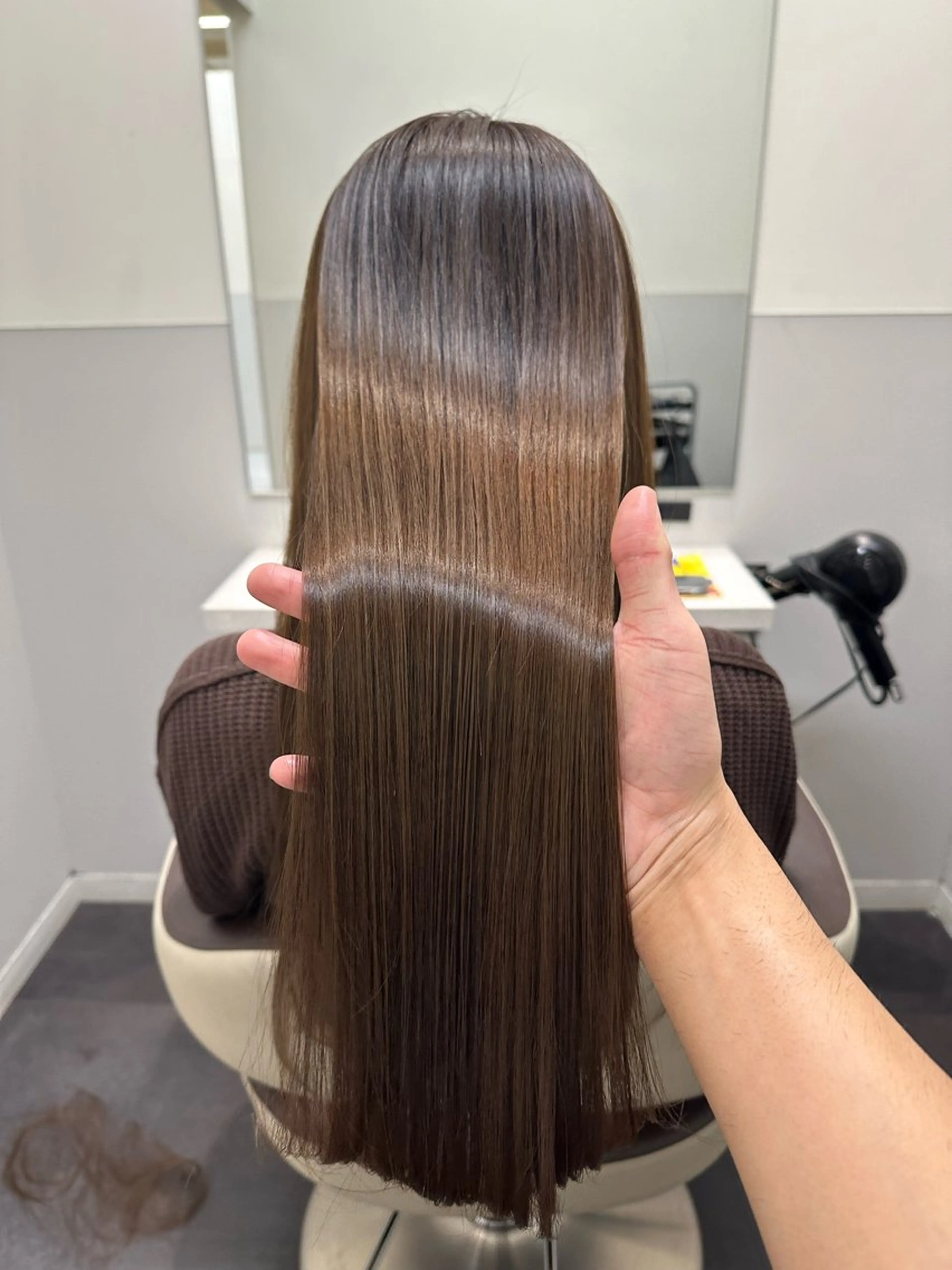 ロング カラー ケアカラー 透明感カラー オリーブカラー オレンジ 髪質改善 カット ヘアカラー トリートメント 【美髪矯正 /髪質改善】RINのヘアスタイル