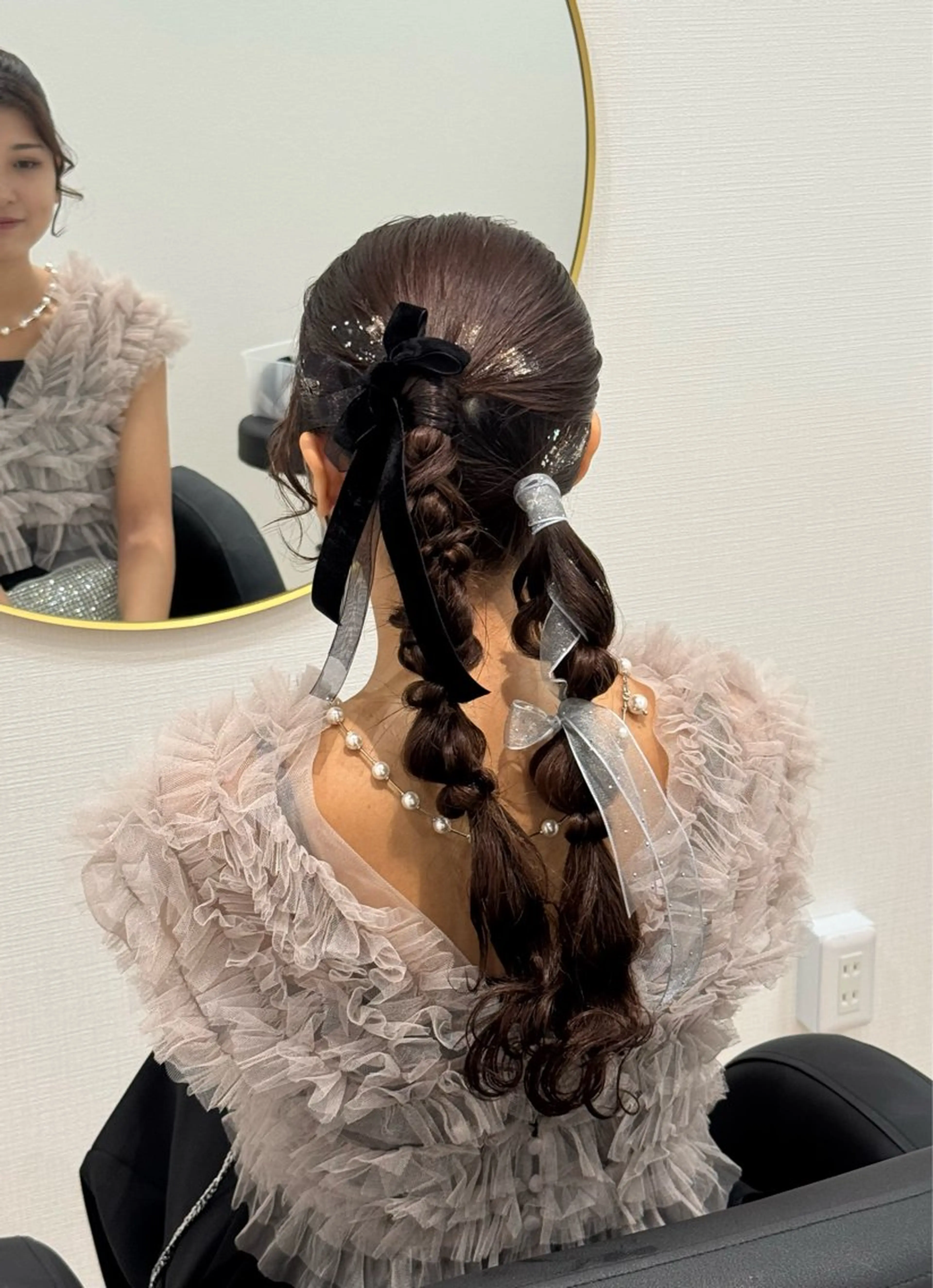 【リボン込🎀ヘアセット】手ぶらでOK🥰金箔/ラメも込み🫶✨ヘアアレンジ名駅/名古屋駅の写真