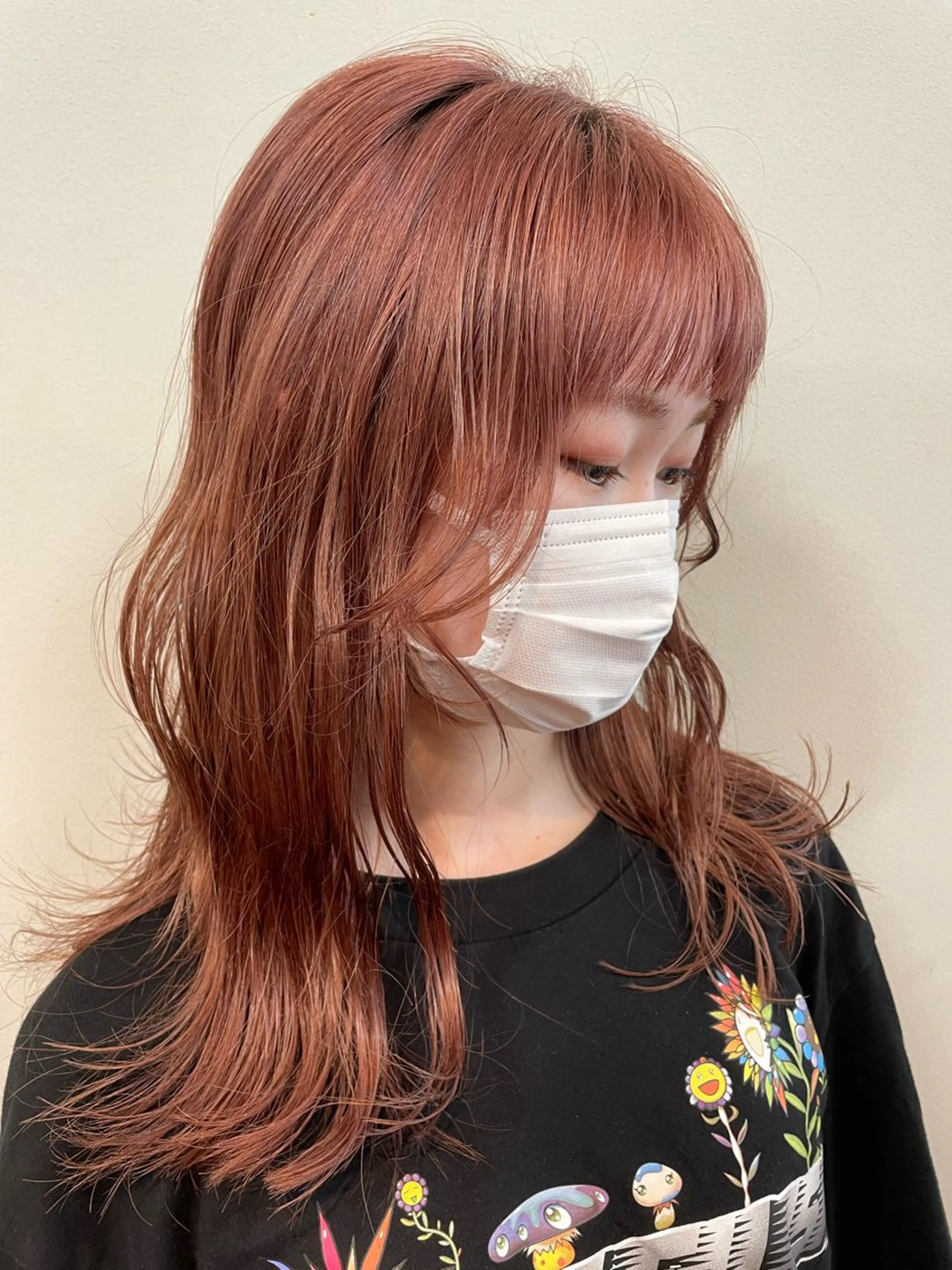 セミロング カラー オレンジ トリートメント メンズパーマ✨️村越 雄斗のヘアスタイル