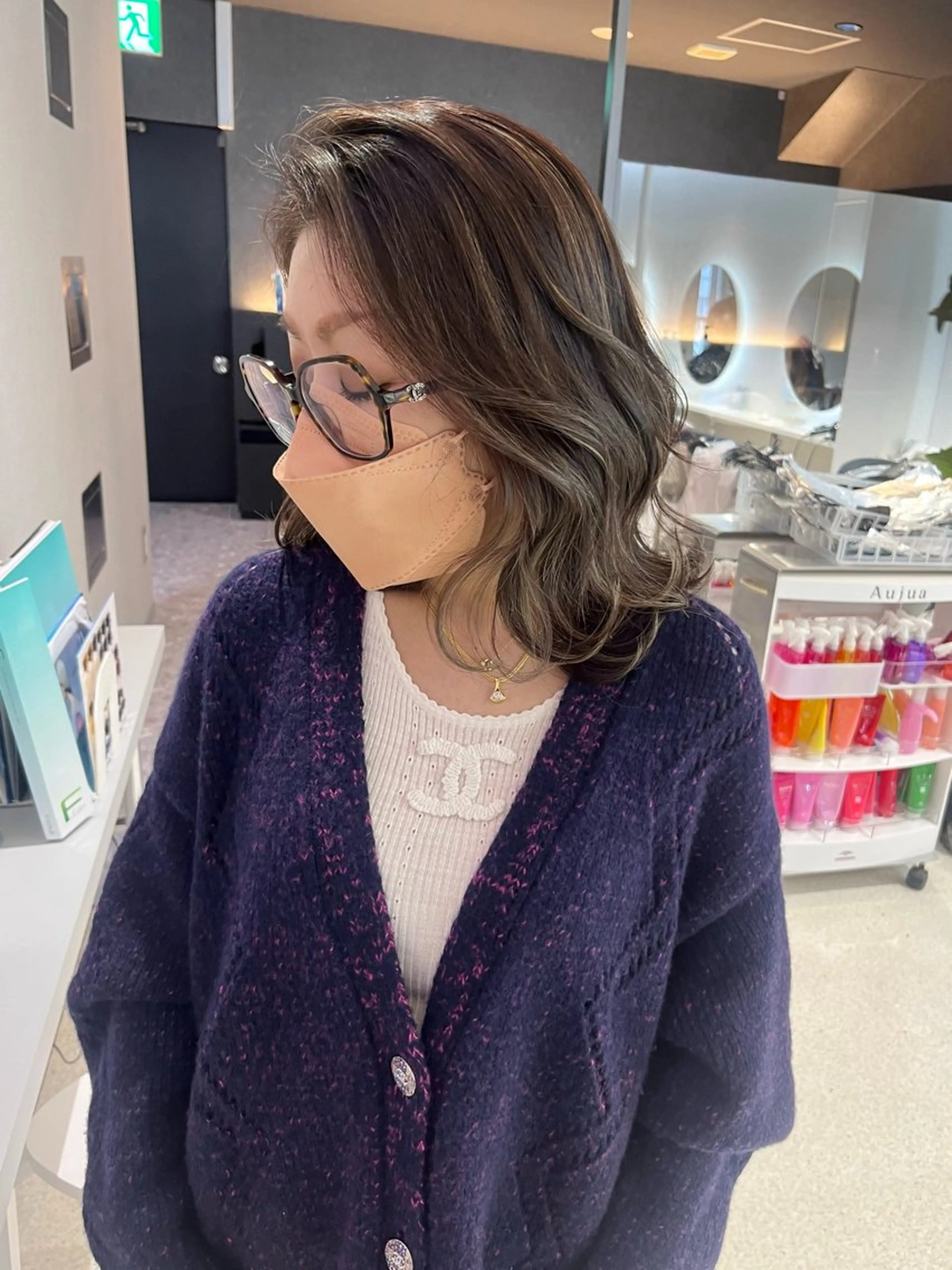 ミディアム カラー ハイライトカラー ハイライト KANA🎀韓国 🇰🇷ハイライトのヘアスタイル