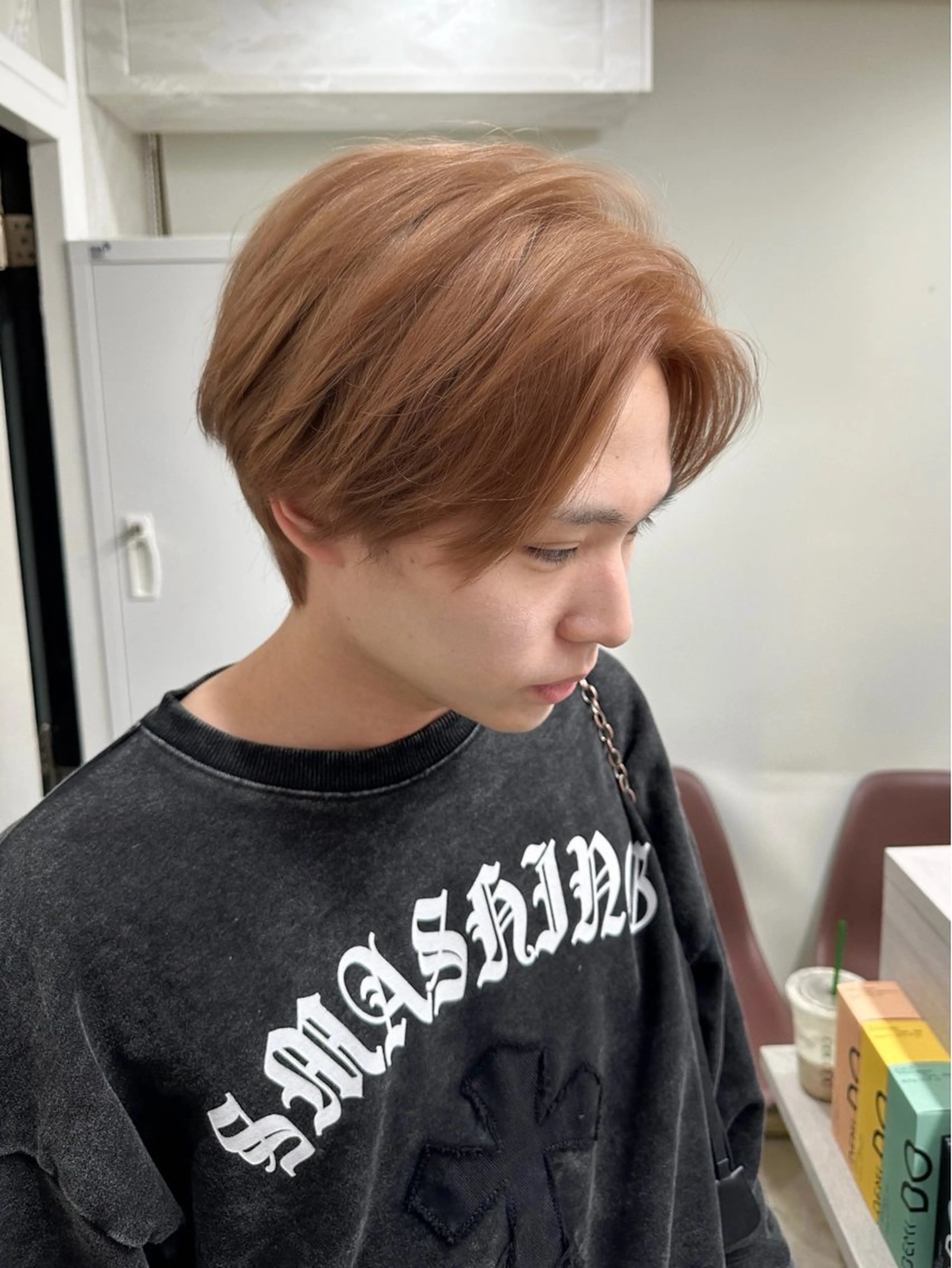 ミディアム メンズ カット ヘアカラー Selene 難波店　HIROKIのヘアスタイル