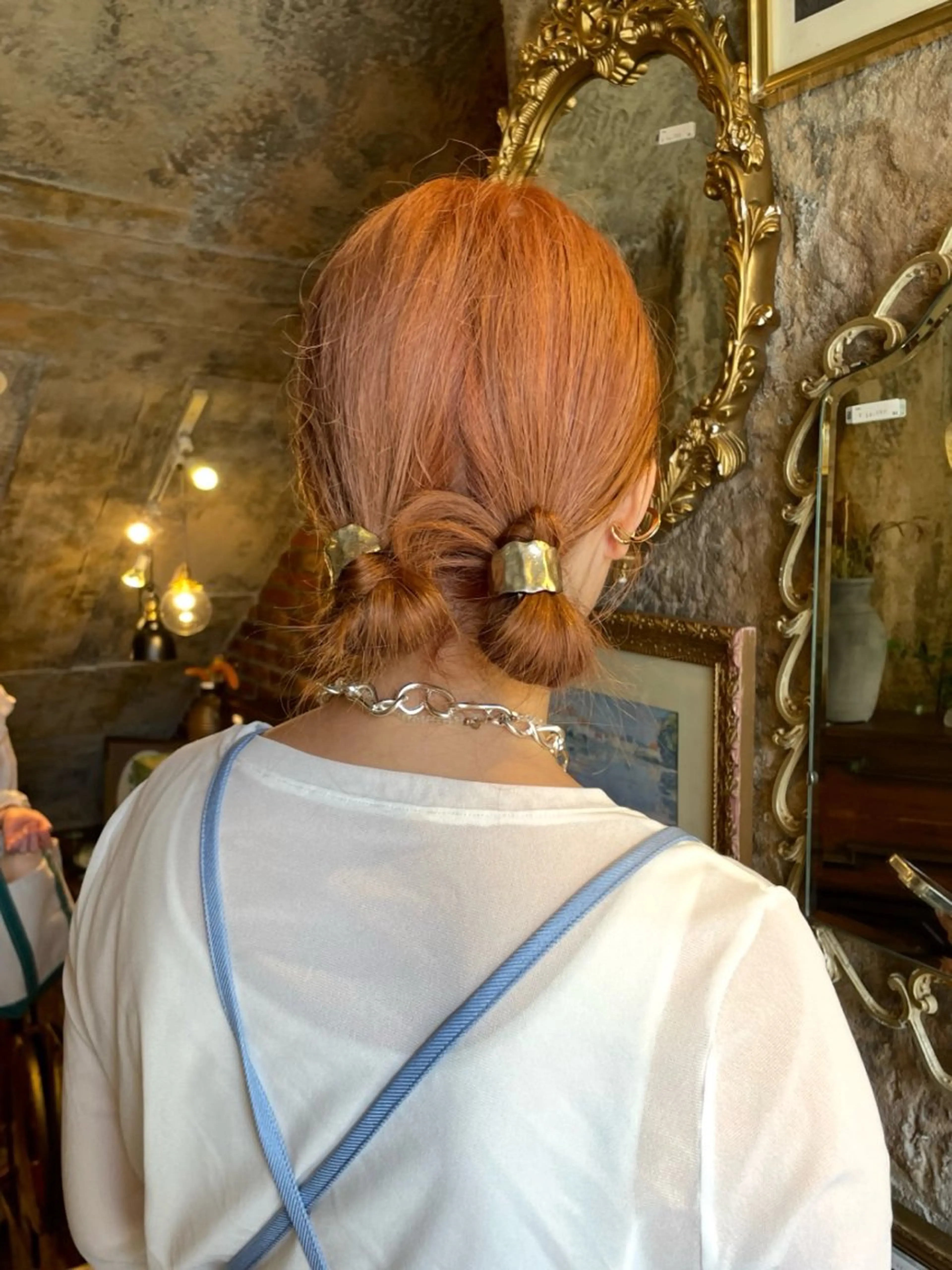 ミディアム カラー ベージュカラー オレンジ Then所属・mana/ハイトーン /ヘアアレンジ🎀のヘアスタイル