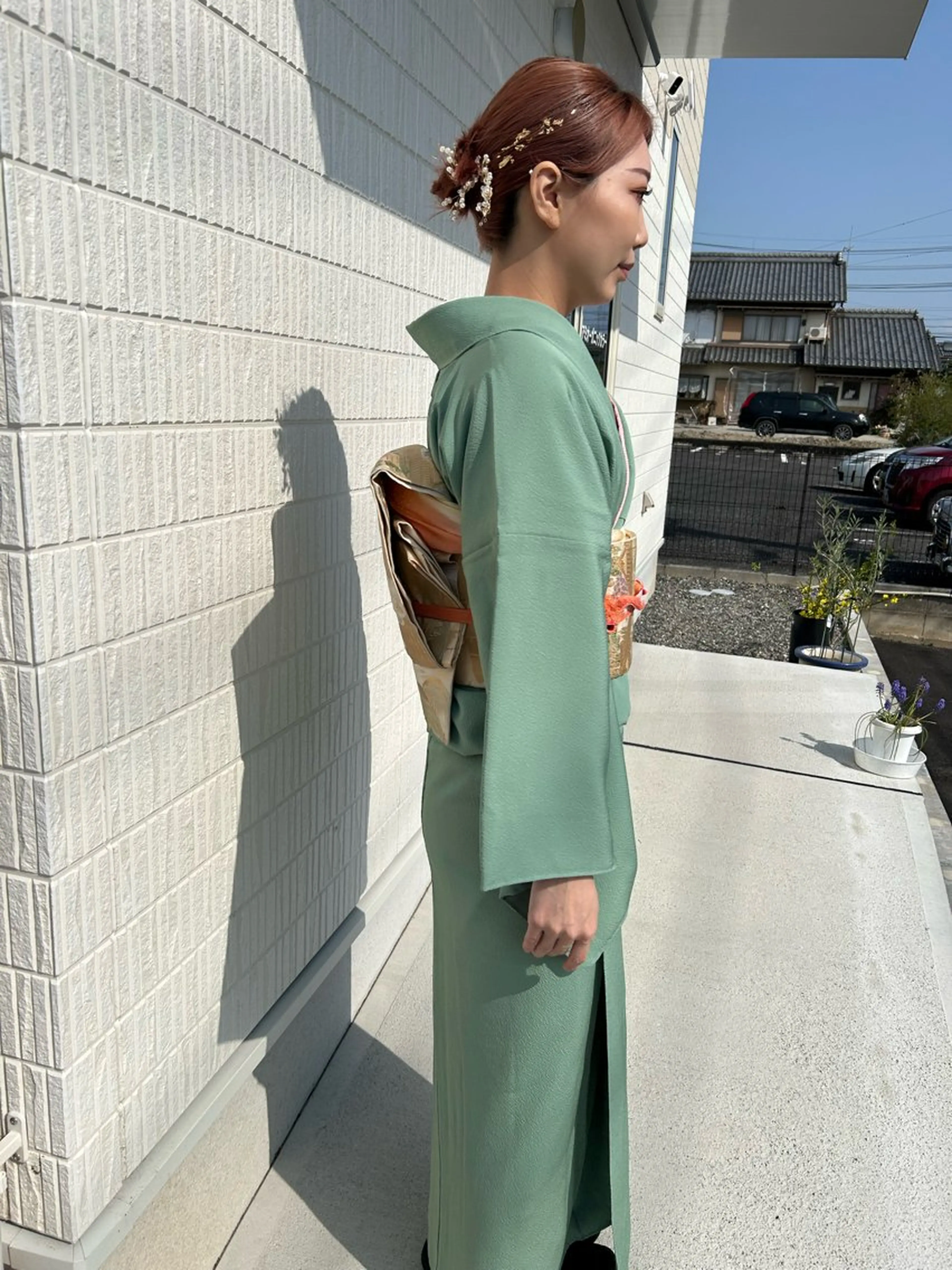 ミディアム ヘアアレンジ 着付け アミオーガニック カラーのヘアスタイル