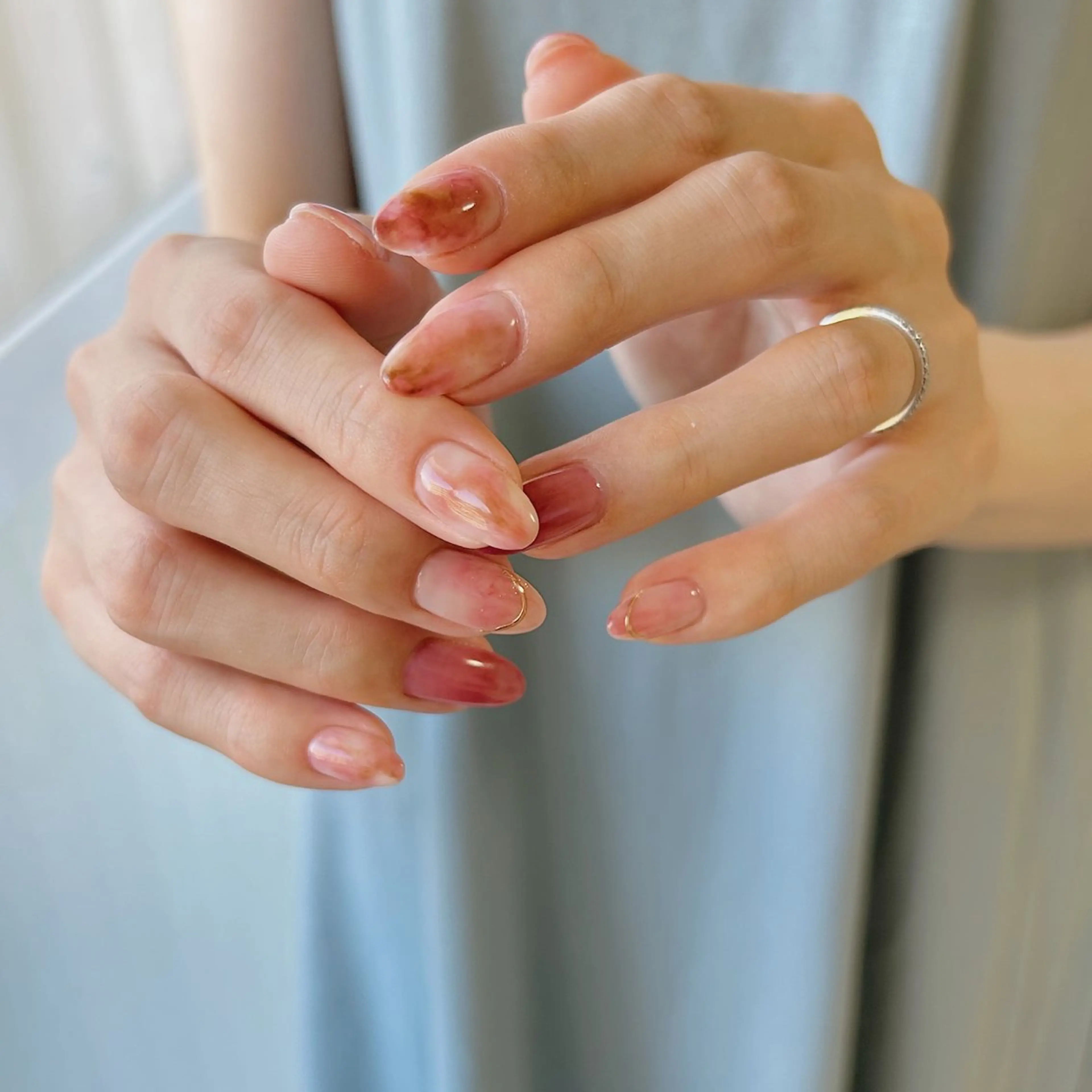 ネイル ニュアンスネイル ピンク ハンドネイル Lull ネイル/ HBL/ハンドケアのネイルデザイン