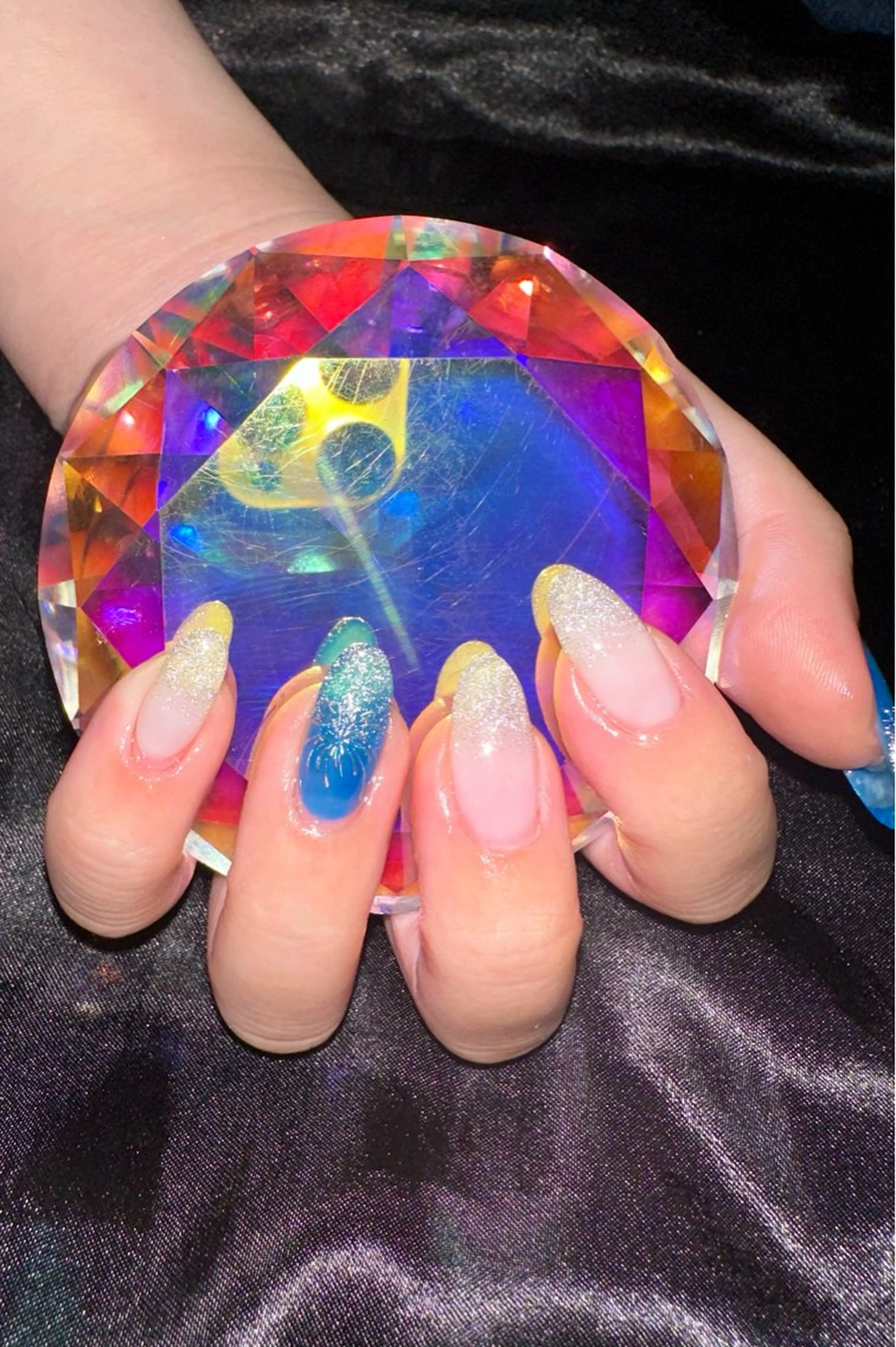 ネイル ブルー フラッシュネイル グラデーション 持ち込み 夏ネイル ハンドネイル M Hのその他イメージ