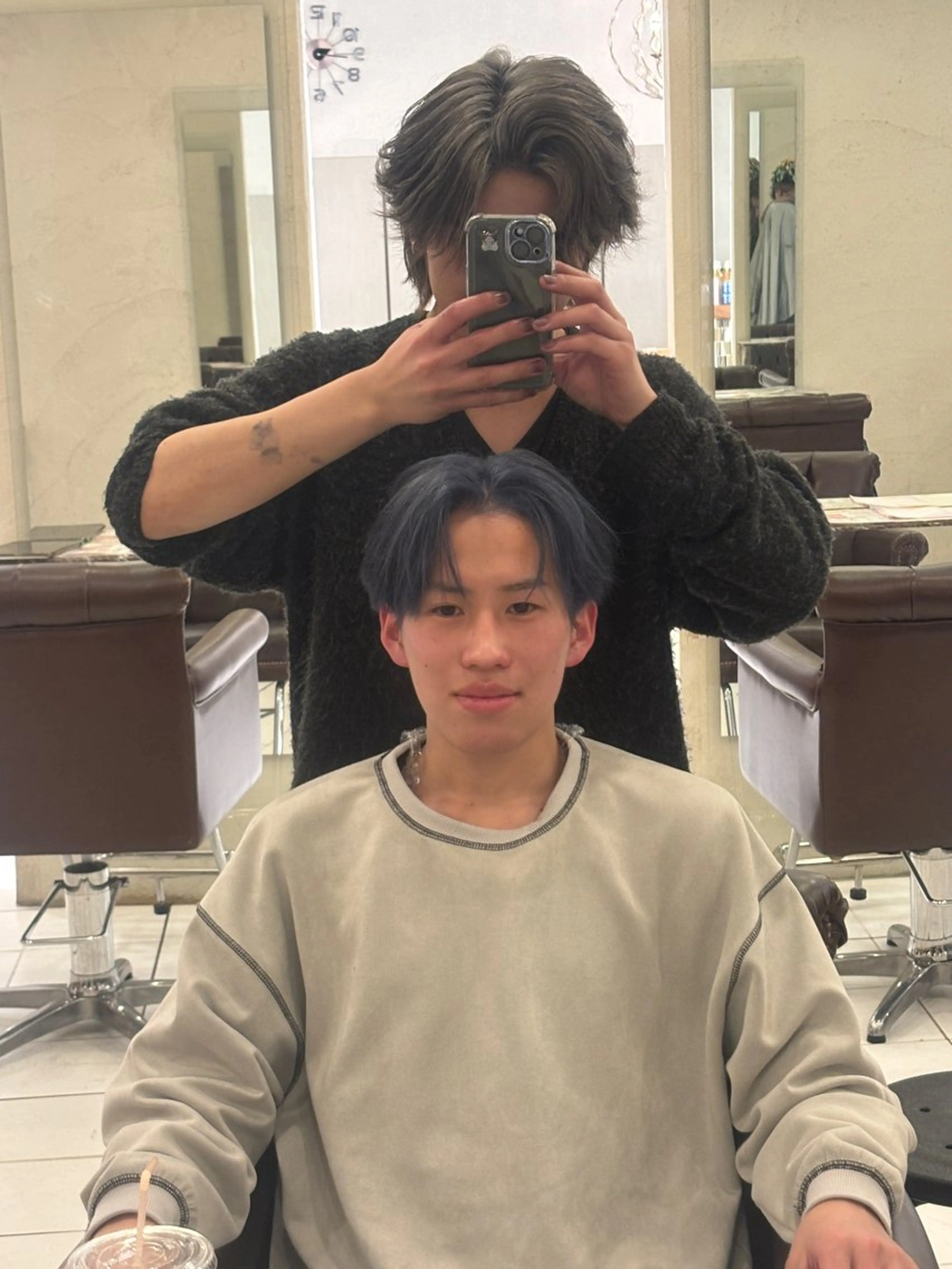 メンズ センターパート カット ヘアカラー トリートメント 郡山駅前美容師 真野目暉のヘアスタイル