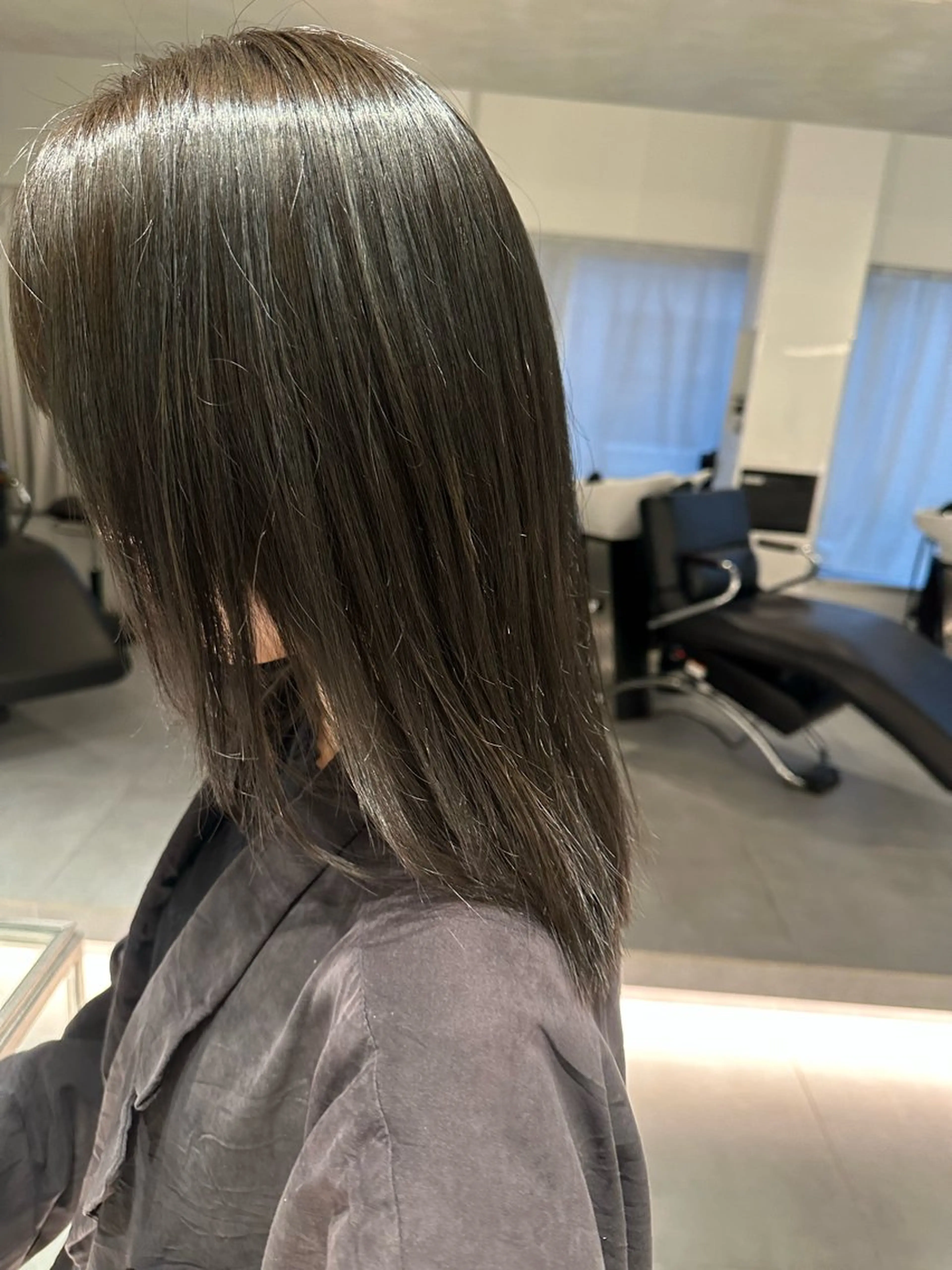 ミディアム カラー ヘアアレンジ 透明感カラー オリーブカラー ヘアカラー トリートメント ヘッドスパ ヘアセット 上品な透明感カラー/ 表参道/MIKUのヘアスタイル