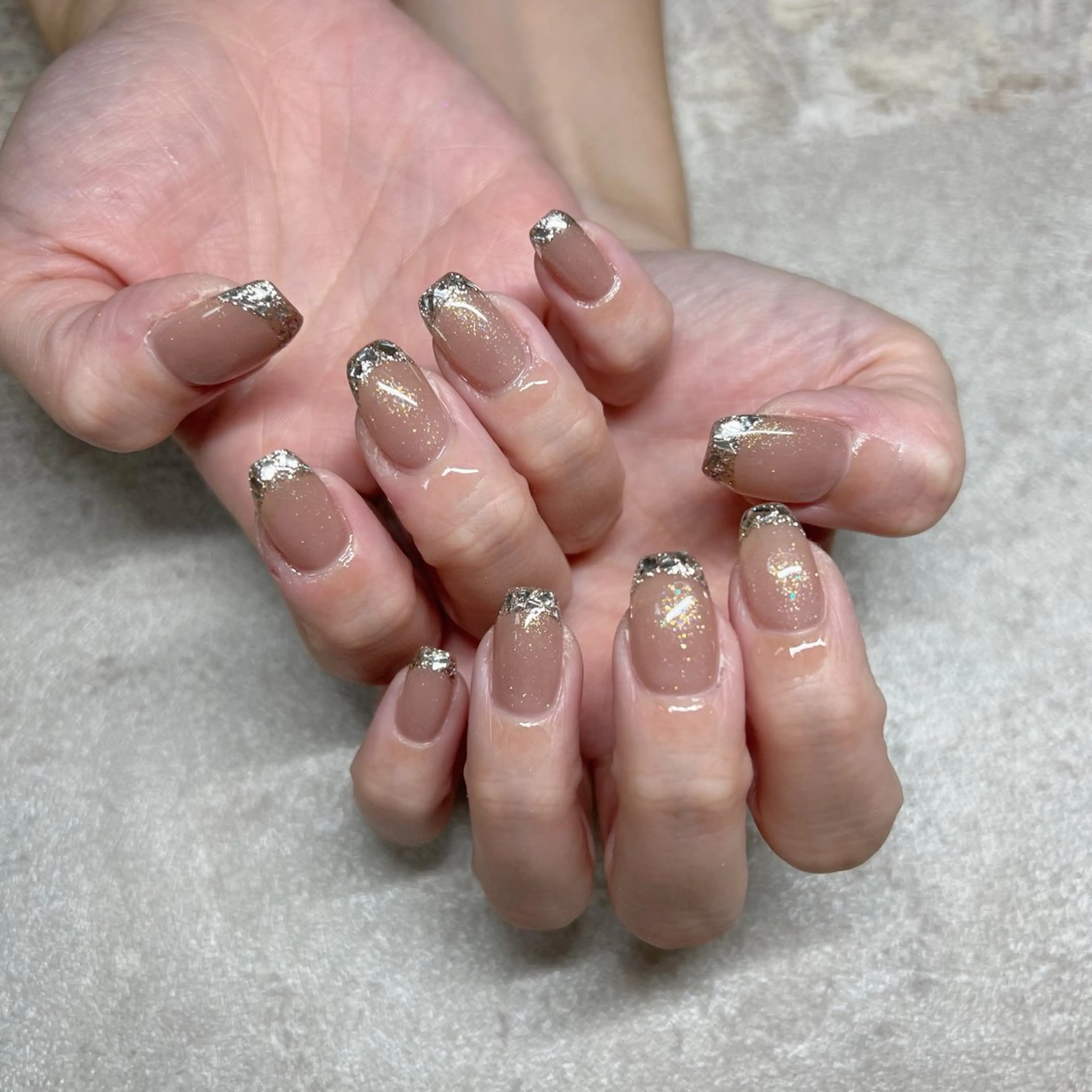 ネイル フレンチネイル ガラスフレンチ ハンドネイル 川端 京香のネイルデザイン