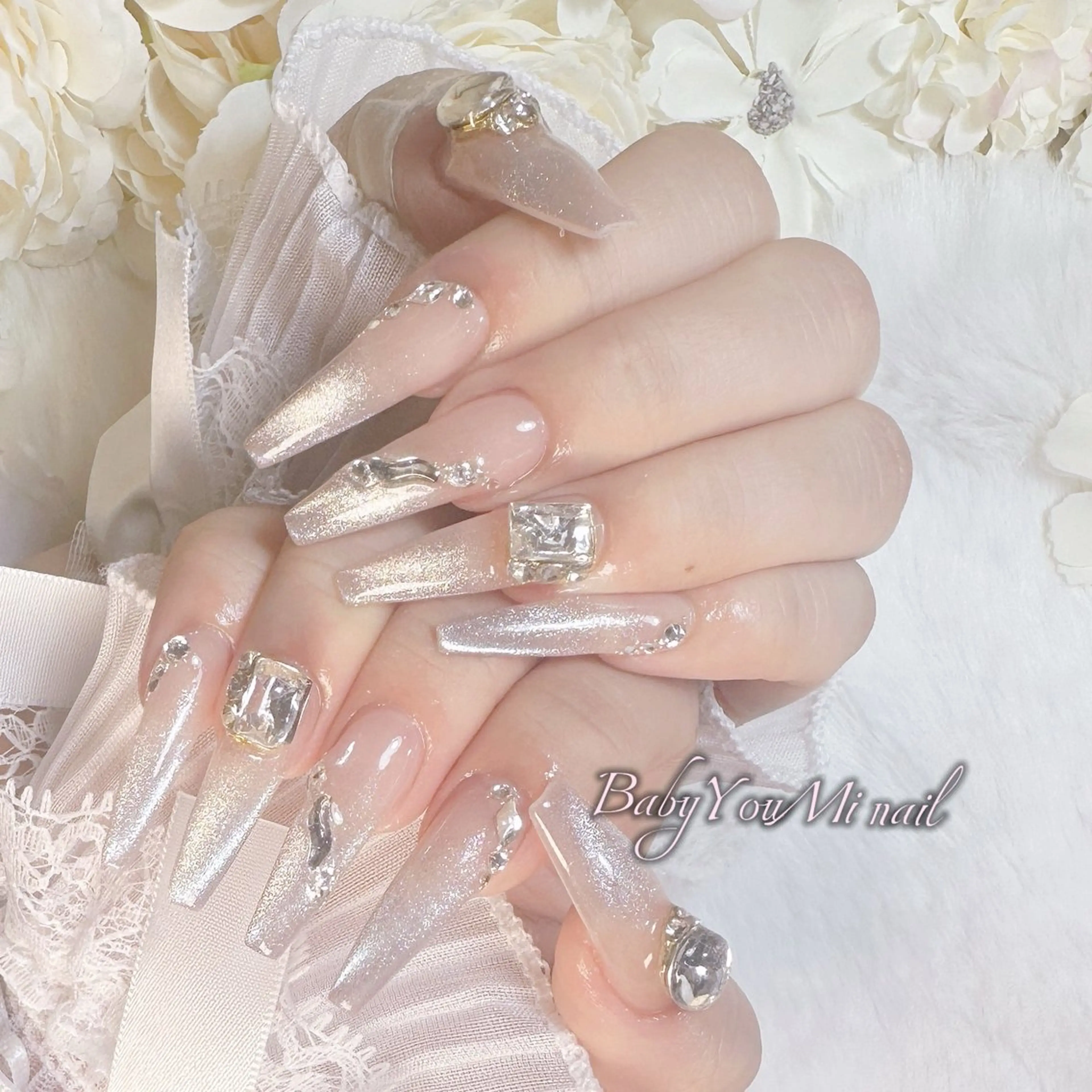 ネイル オーロラネイル 成人式 フットネイル フレンチネイル ジェルネイル ハンドネイル BabyYouMi nailのネイルデザイン