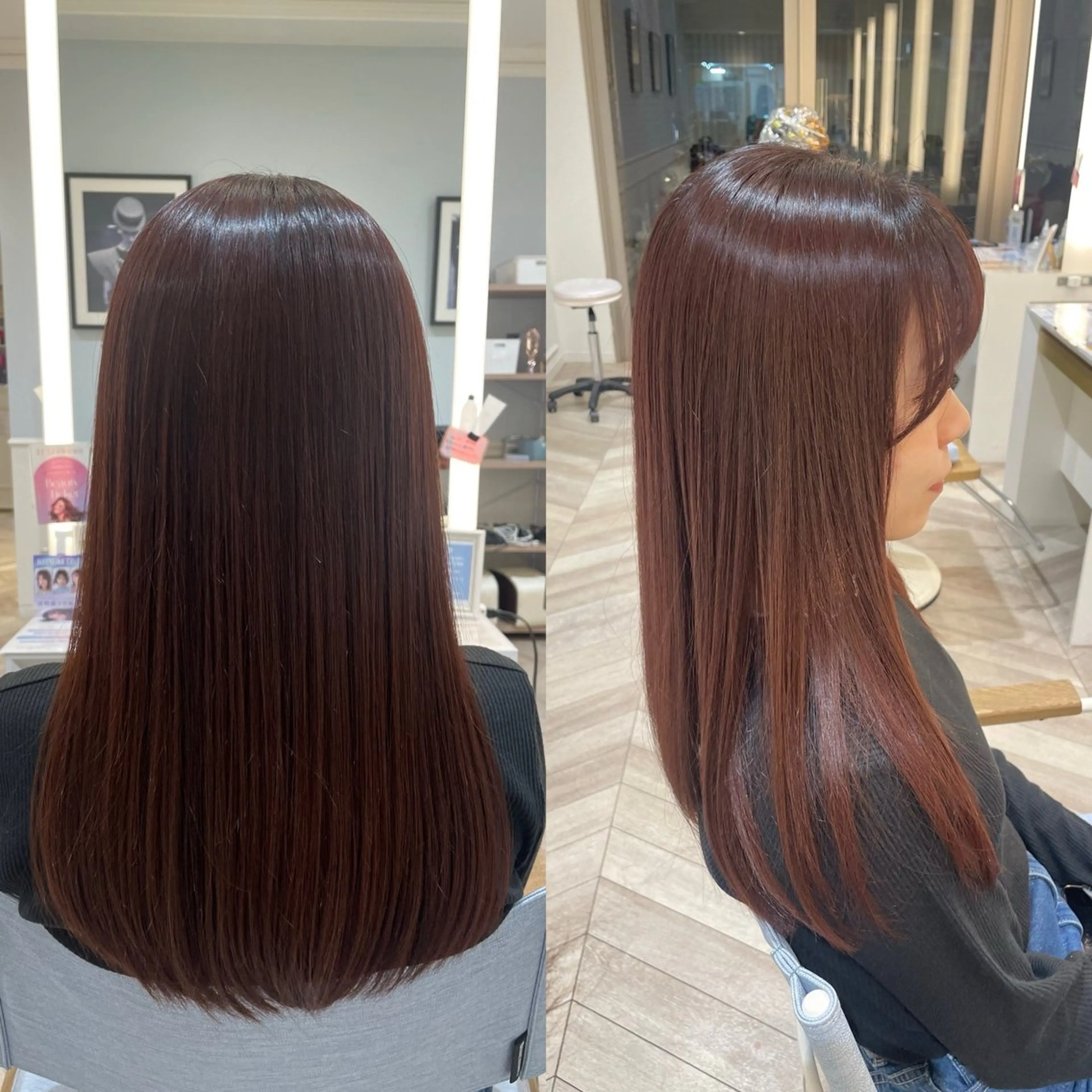 ロング カラー ブラウンカラー レッドカラー レッドブラウン 三好春奈 /イルミナカラーのヘアスタイル