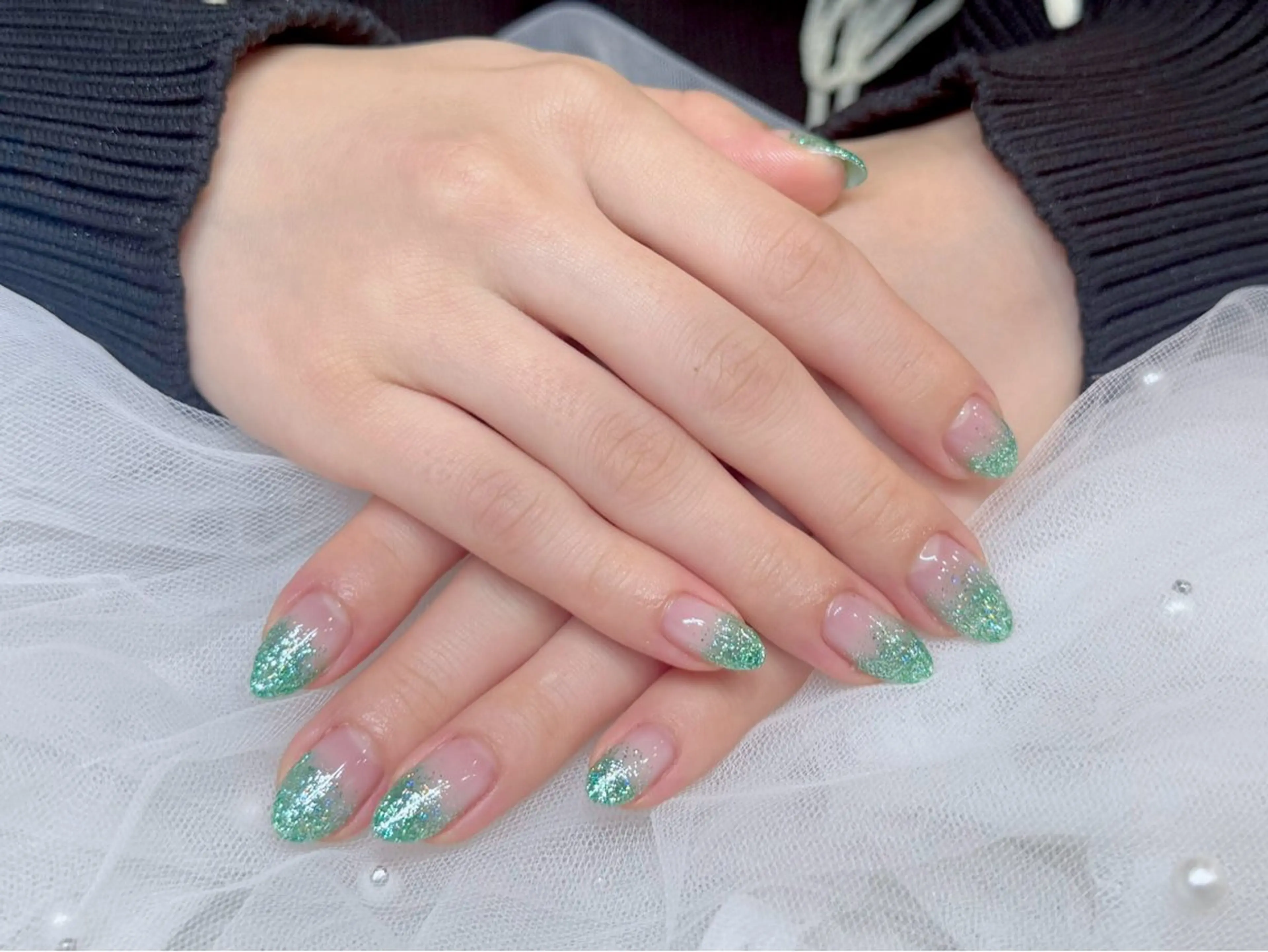 ネイル グラデーション ラメ(グリッター) ラメグラデーション Grandir しずくのネイルデザイン