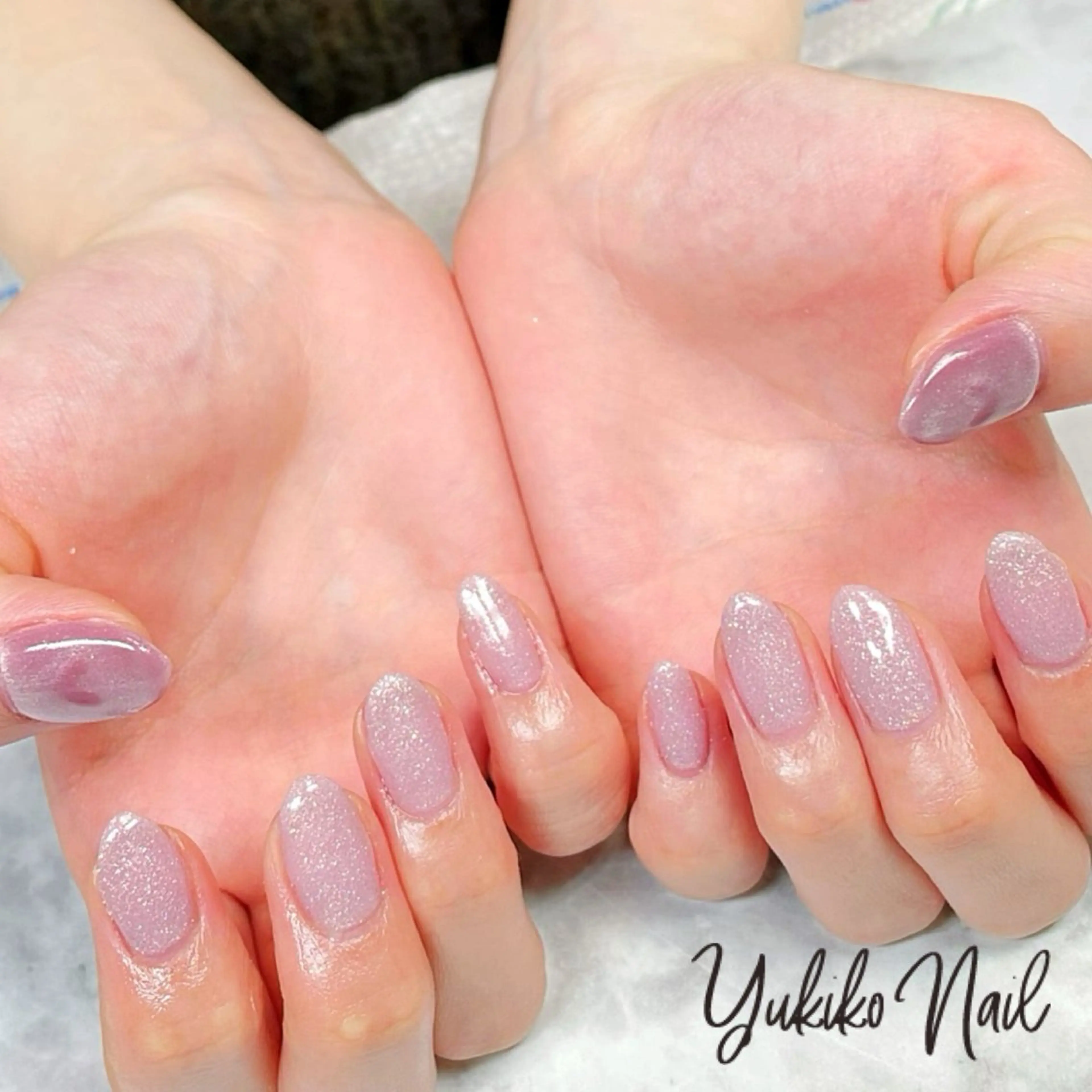 ネイル ハート キラキラネイル ラメ(グリッター) マグネットネイル ピンク ユキコ ネイルのネイルデザイン