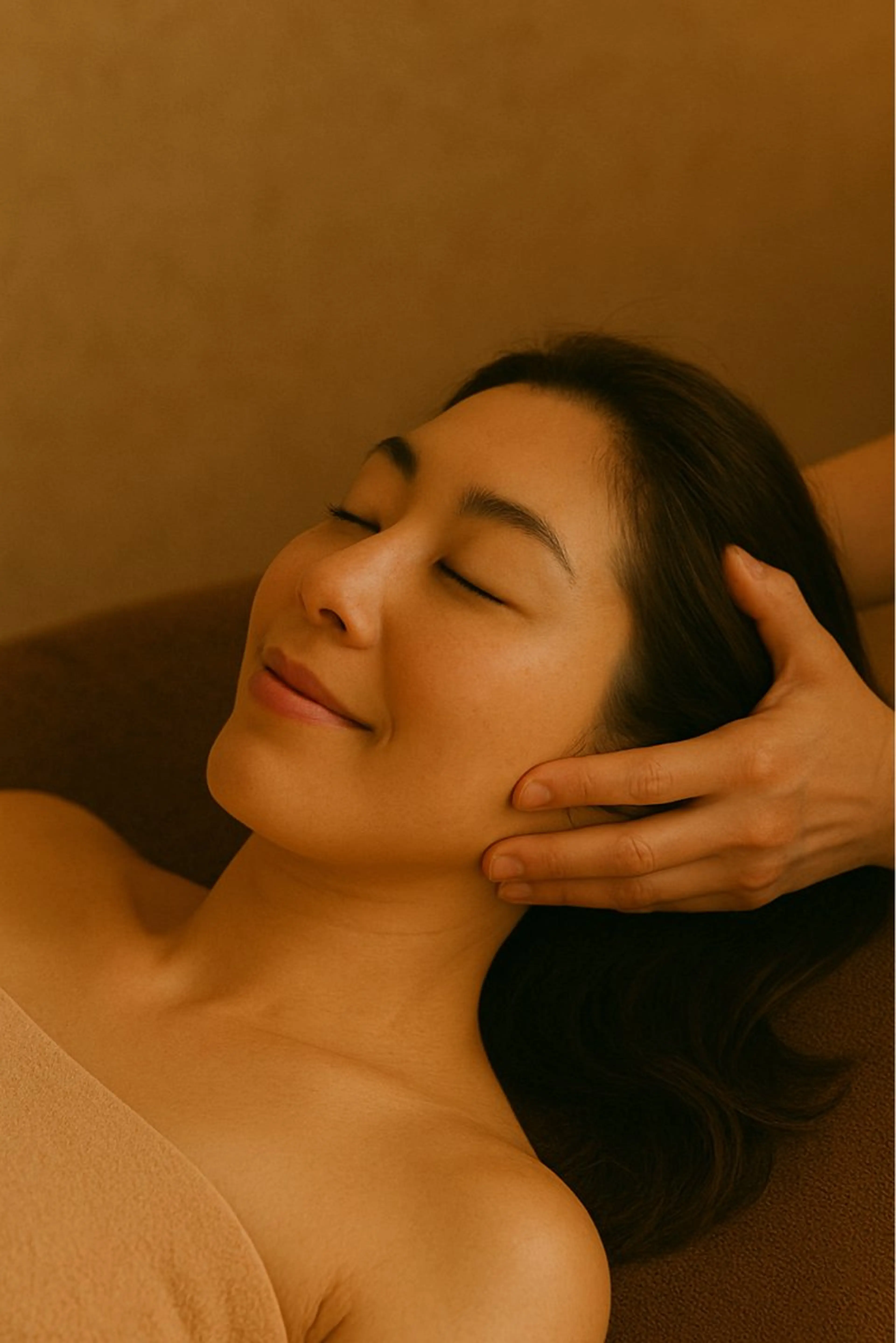 手ぬぐい越しの優しい指圧で小顔に◎頭・首もじっくりほぐしてスッキリ45分¥4000の写真