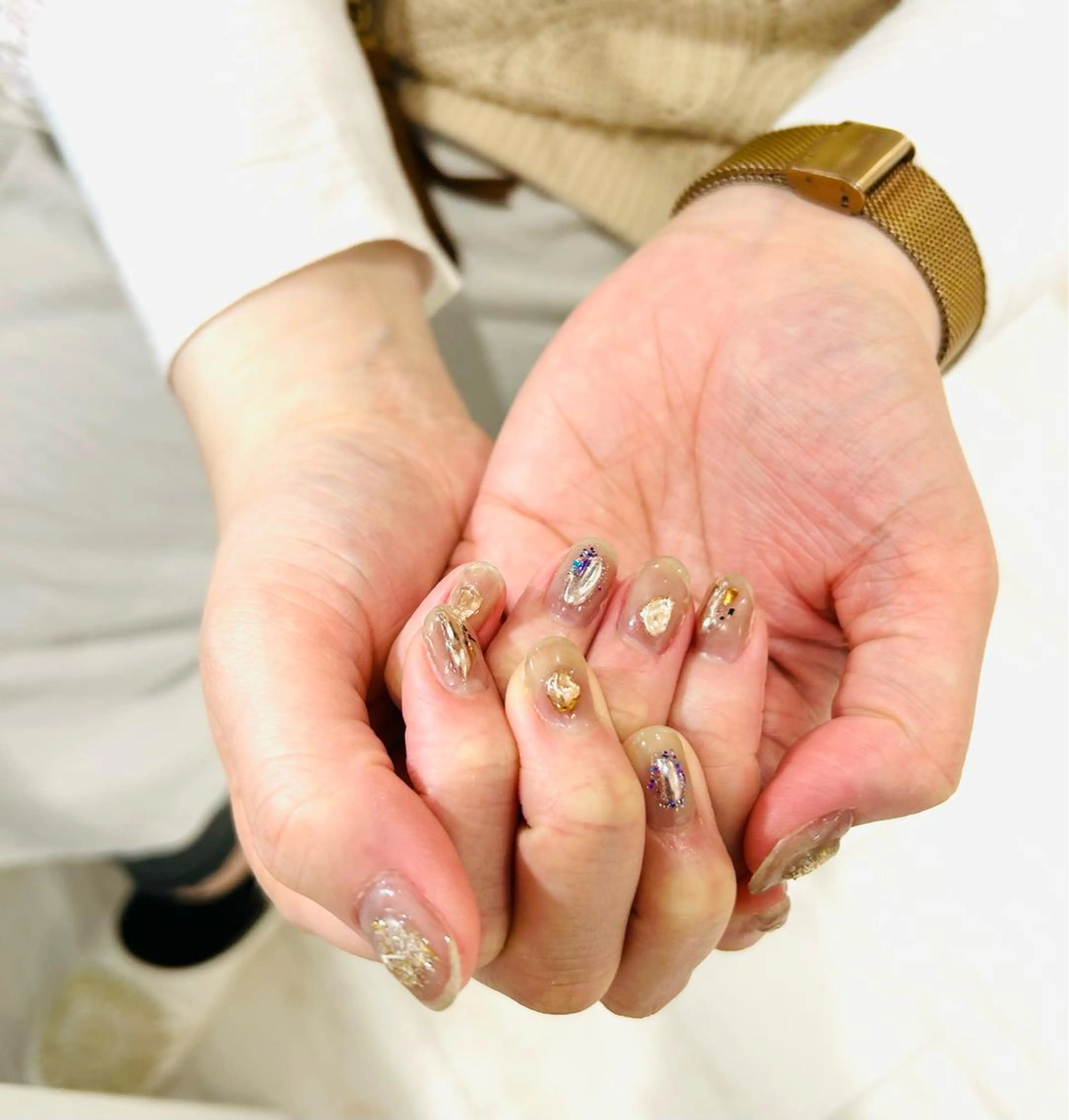 ネイル フラッシュネイル フレンチネイル ラメ(グリッター) ラメグラデーション マグネットネイル Ｈ3（エイチスリー）所属・H3 hitoのネイルデザイン