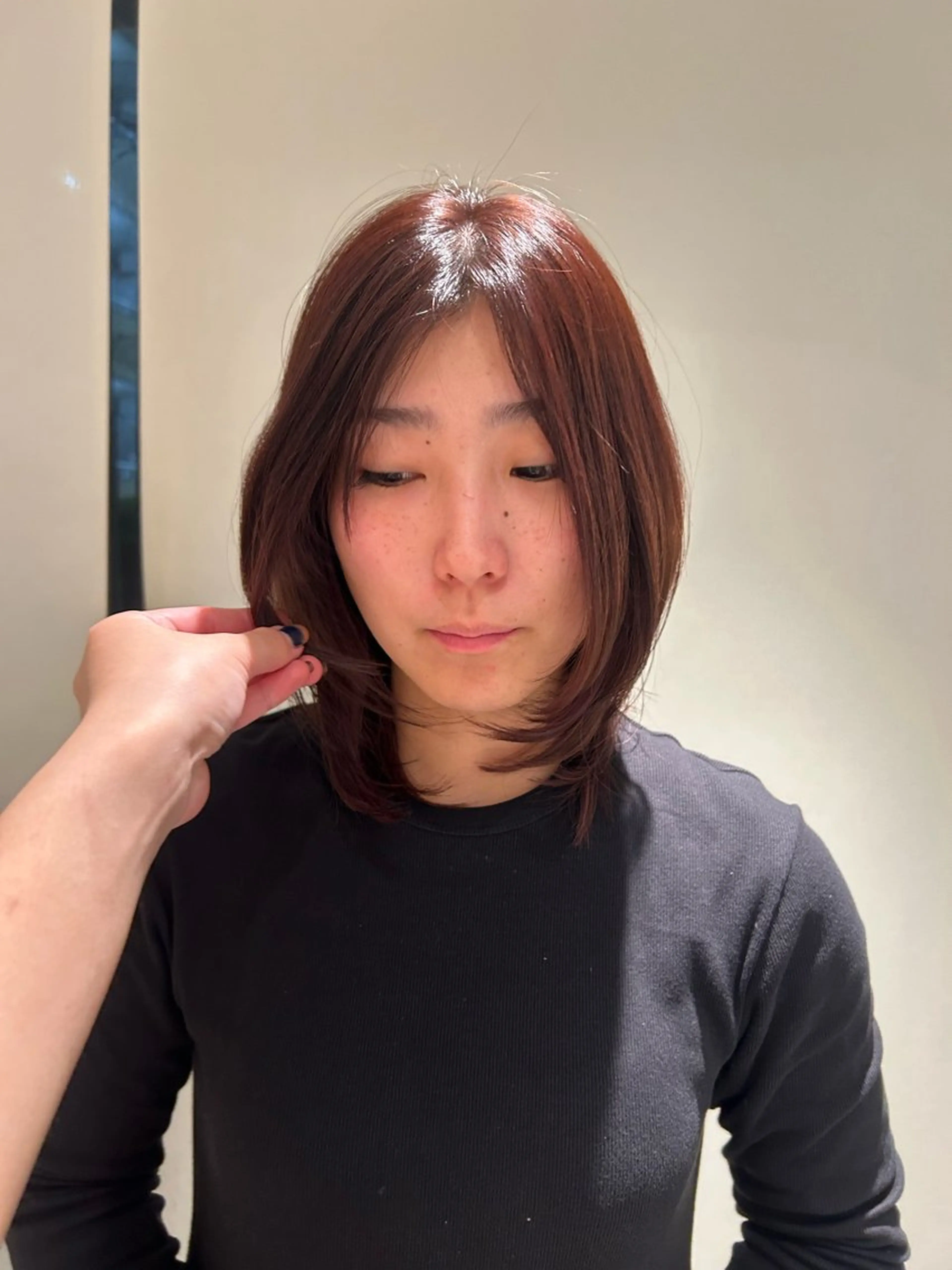 ミディアム カラー 長野 恵のヘアスタイル