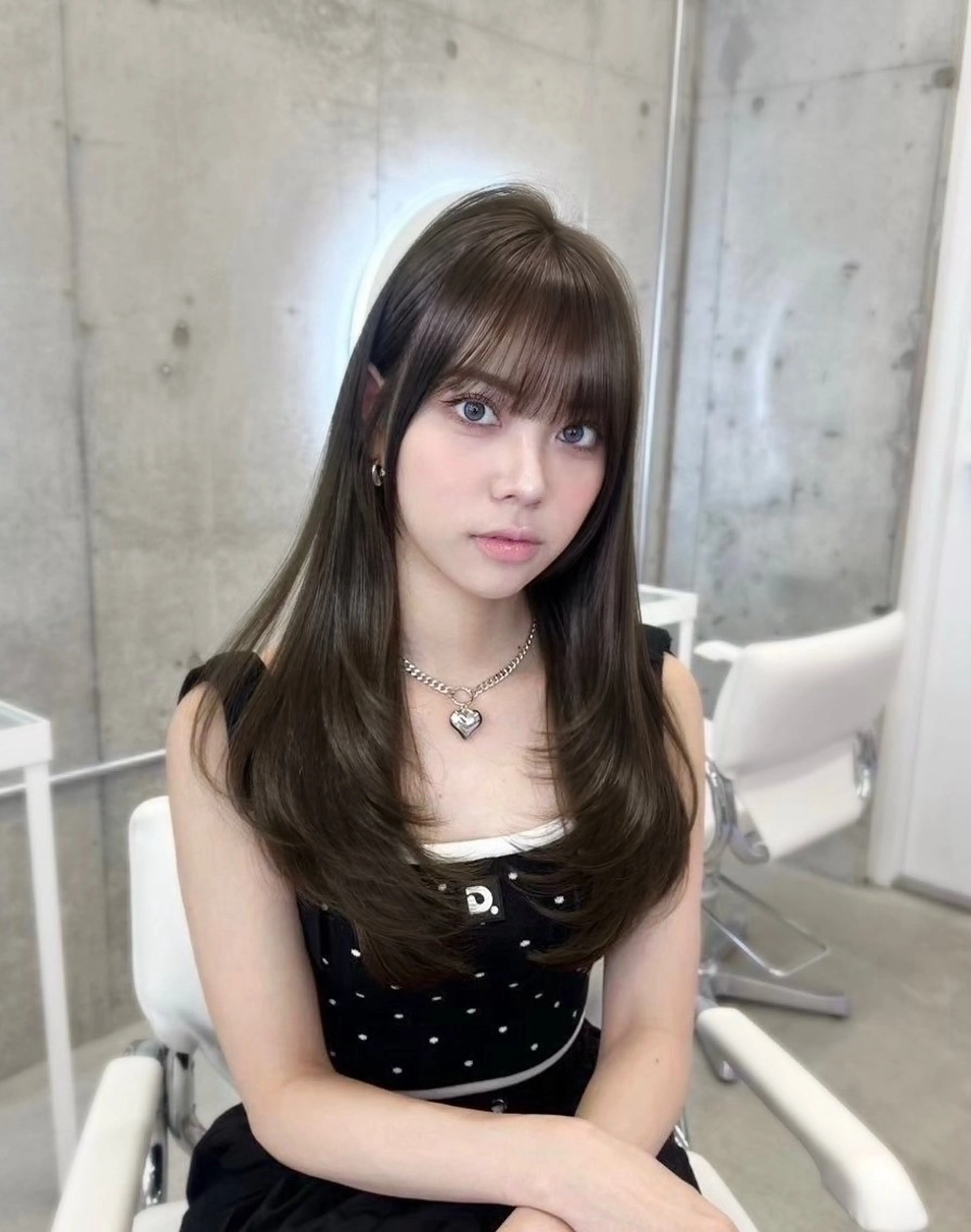 ロング アッシュ アッシュブラウン 顔周りカット レイヤーカット 艶カラー/レイヤー /Hime🤍のヘアスタイル