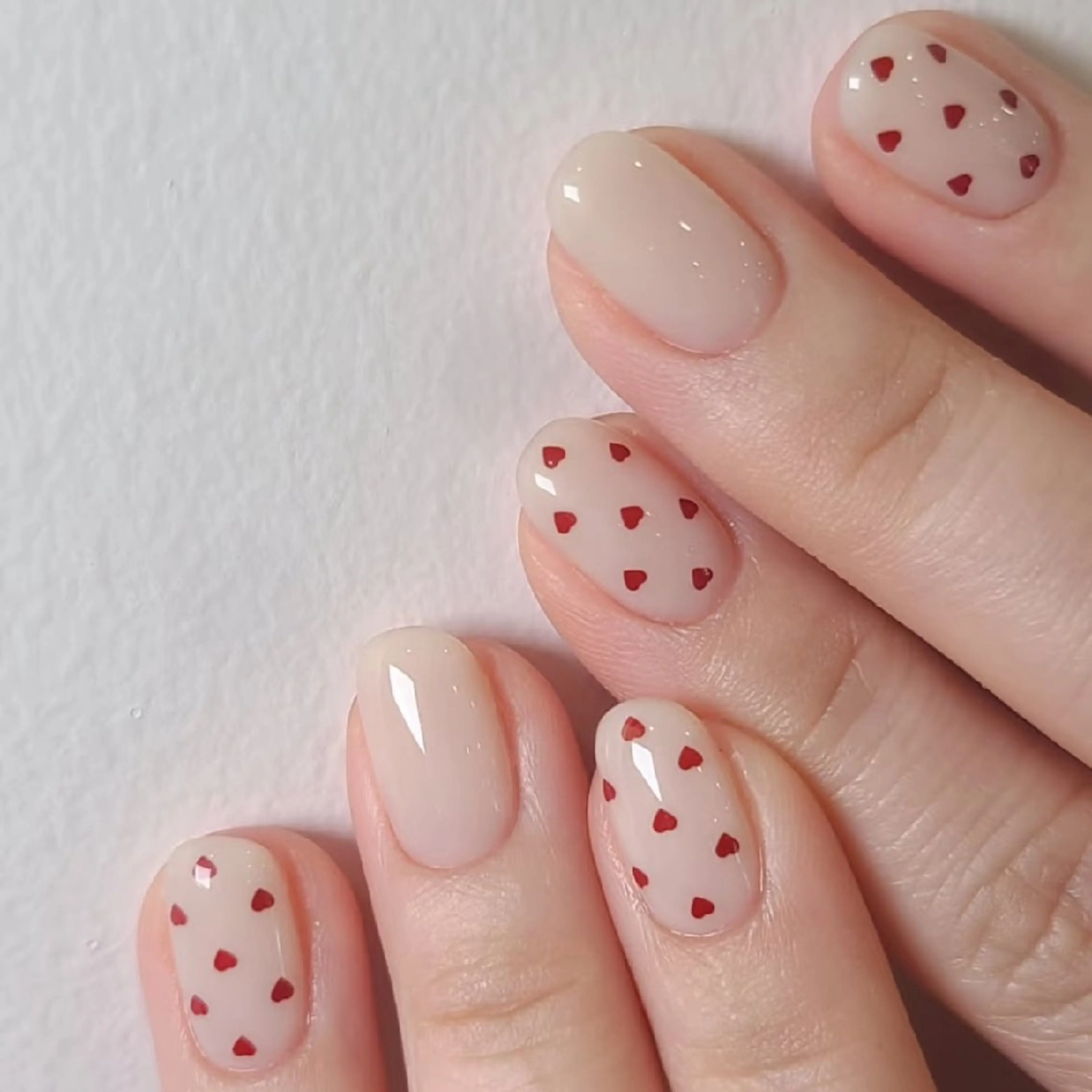 ネイル バレンタイン ハンドネイル ネイリストゆか💅 長さだし、深爪矯正のネイルデザイン