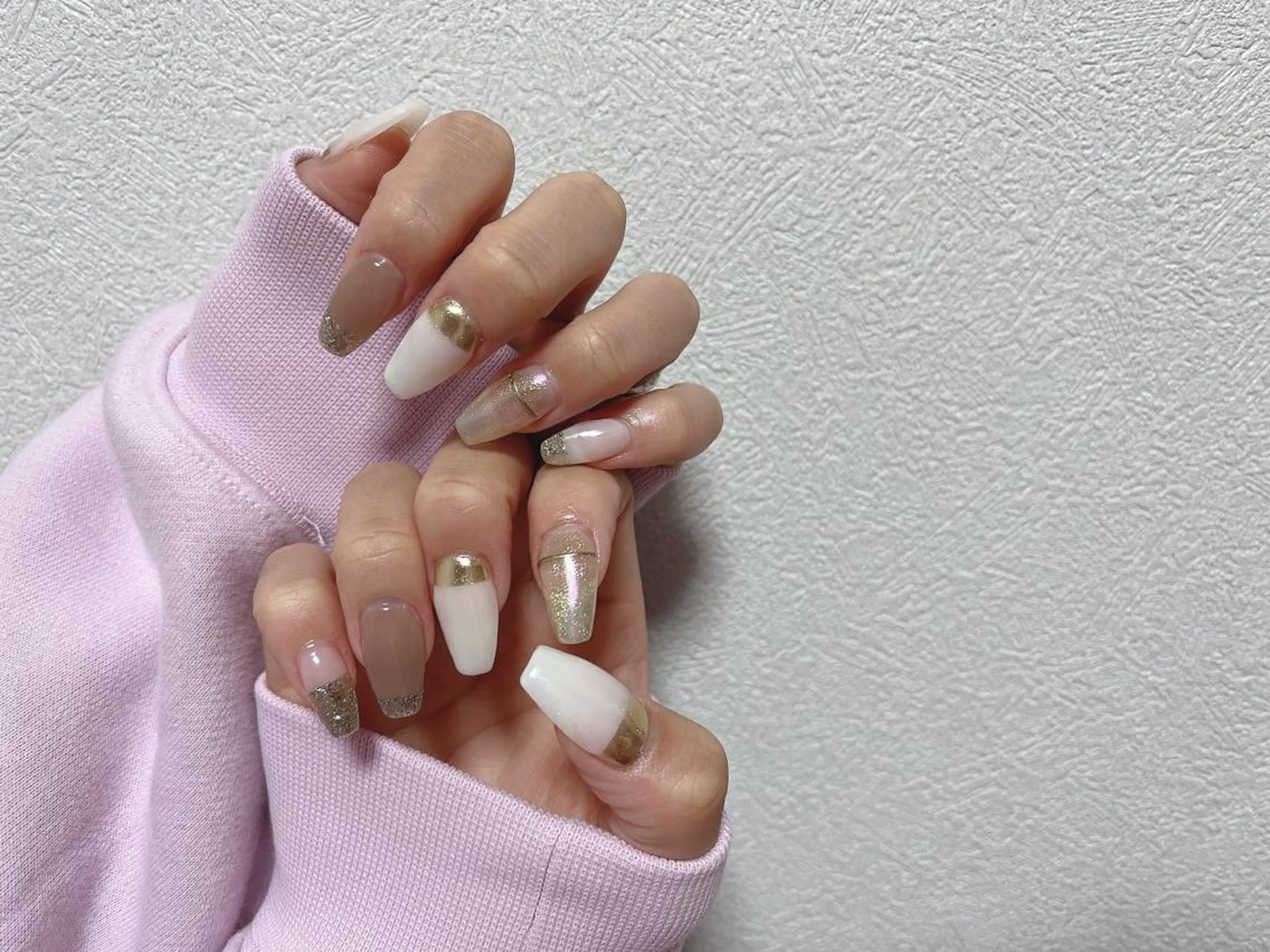 ネイル スカルプネイル ホワイト ハンドネイル Air's nailのネイルデザイン