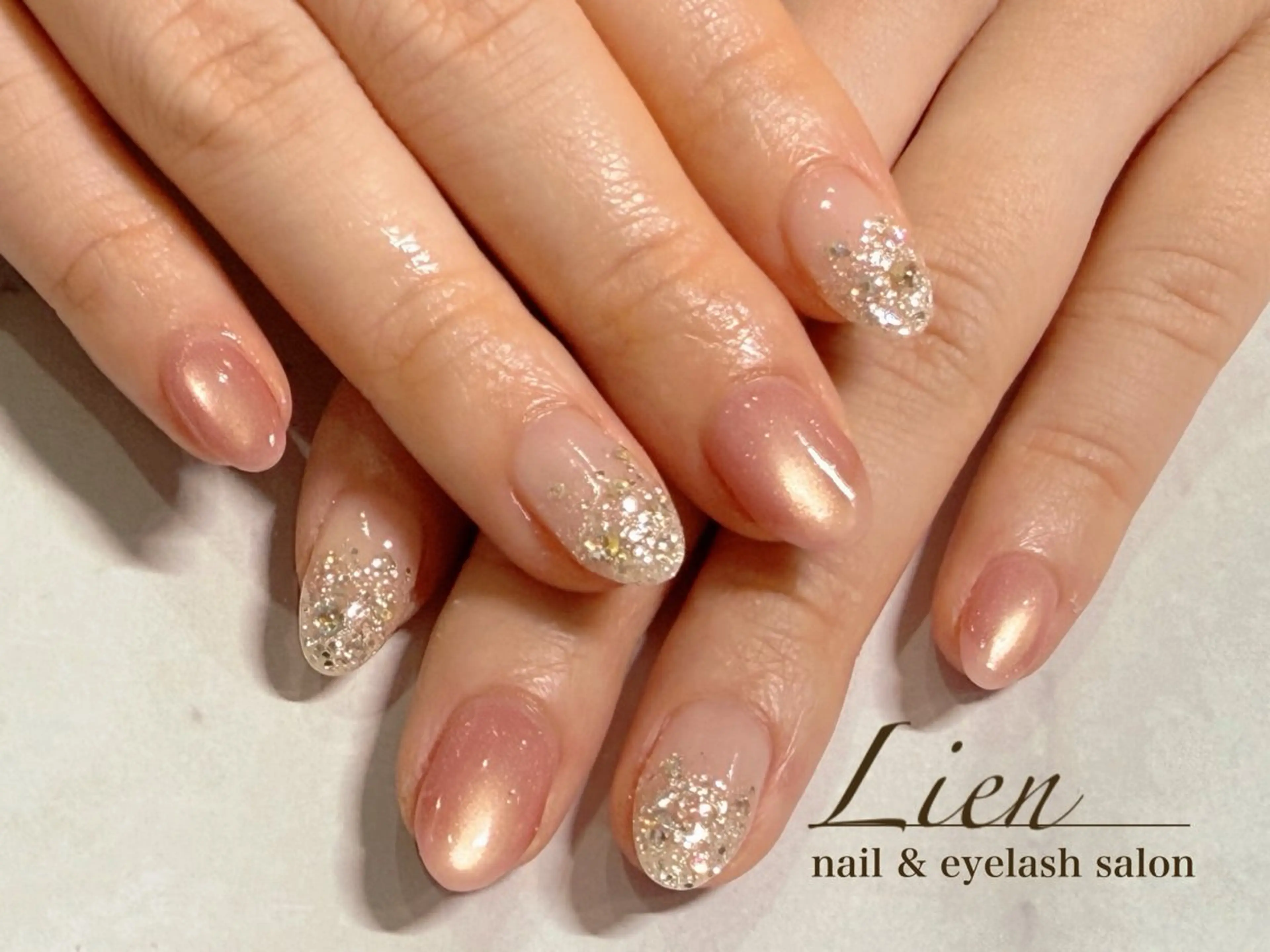 ネイル 長さ出し フットネイル フレンチネイル ジェルネイル ガラスフレンチ ハンドネイル Lien（リアン） 銀座駅6分のネイルデザイン