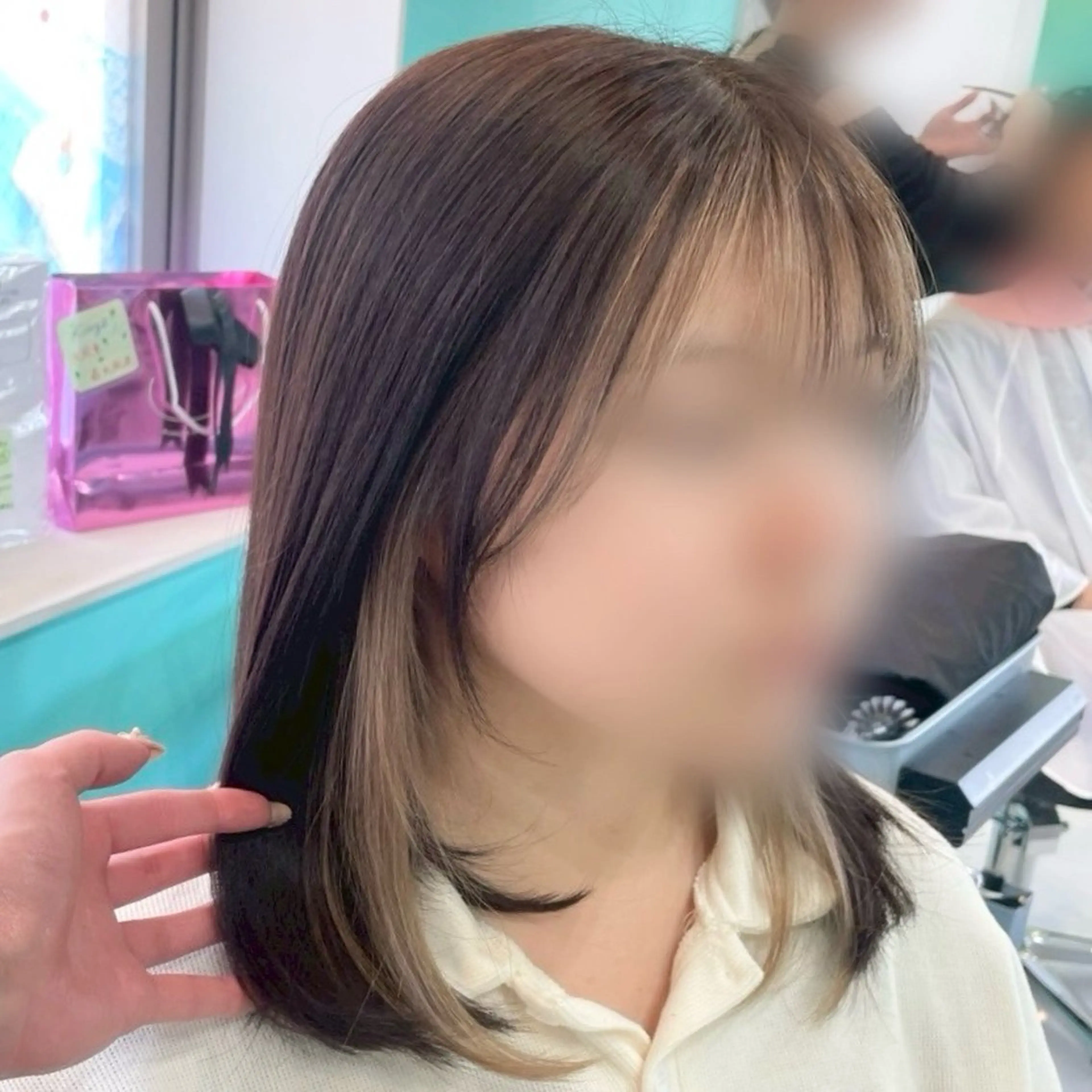 ミディアム カラー ミストバング ベージュカラー  フェイスフレーミング Natsuki💖 ボブ×艶カラー🥣のヘアスタイル
