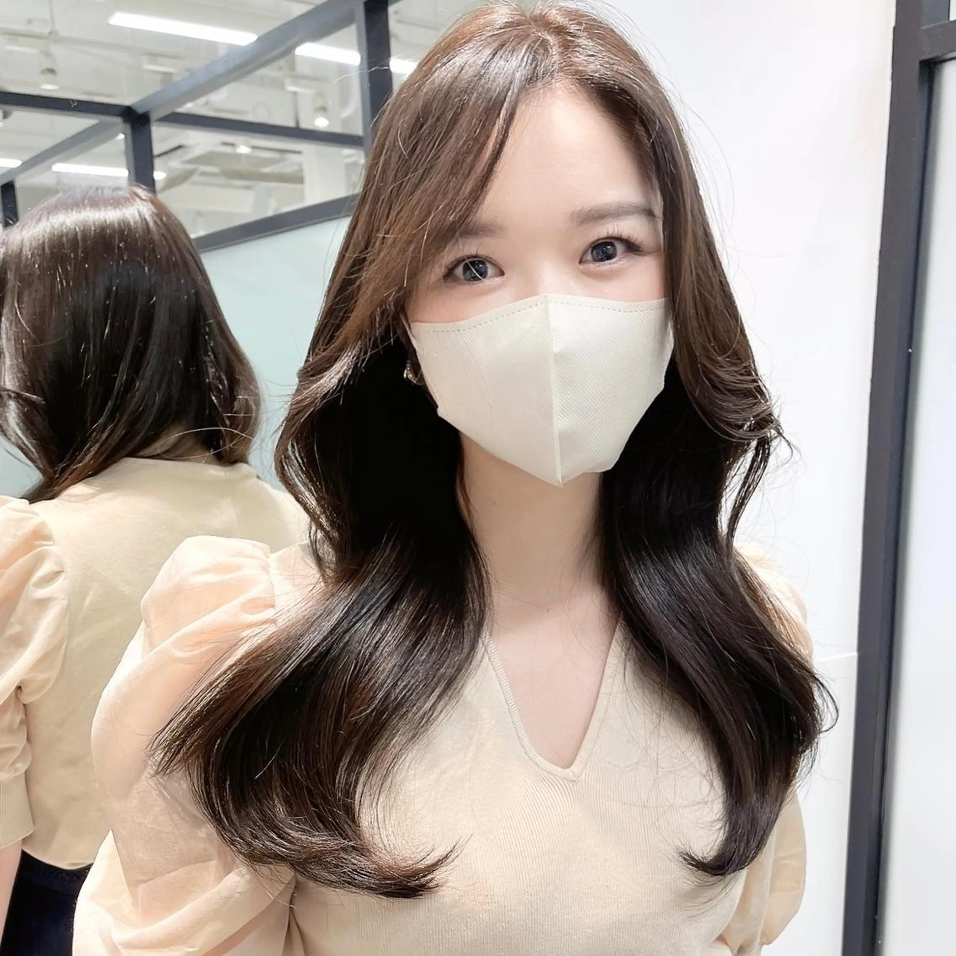 ロング ヘアカラー 韓国レイヤーカット 髪質改善▫️水野有真のヘアスタイル