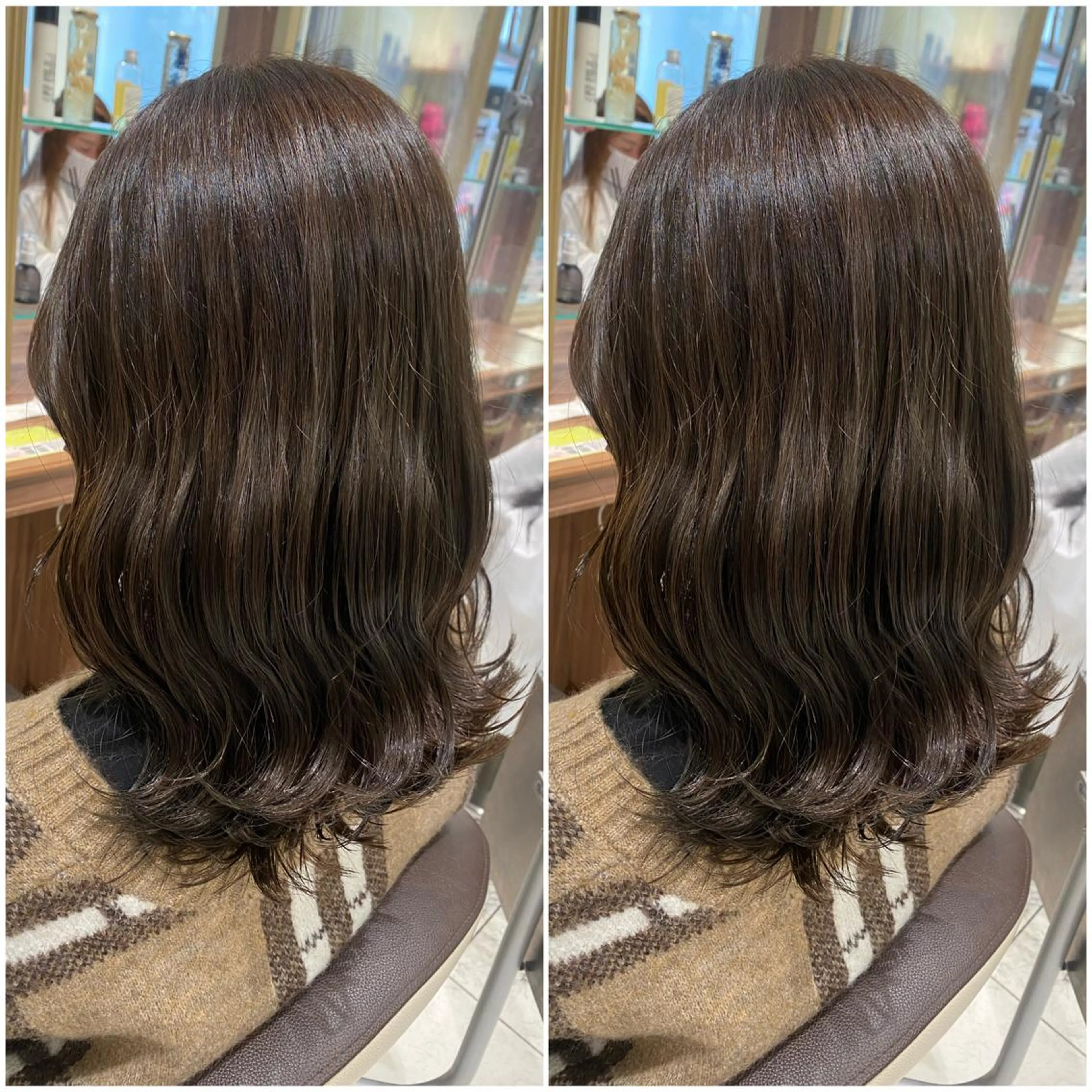 ミディアム カラー カット ヘアカラー 全席個室 暖色カラー Zina松園優香🌸のヘアスタイル