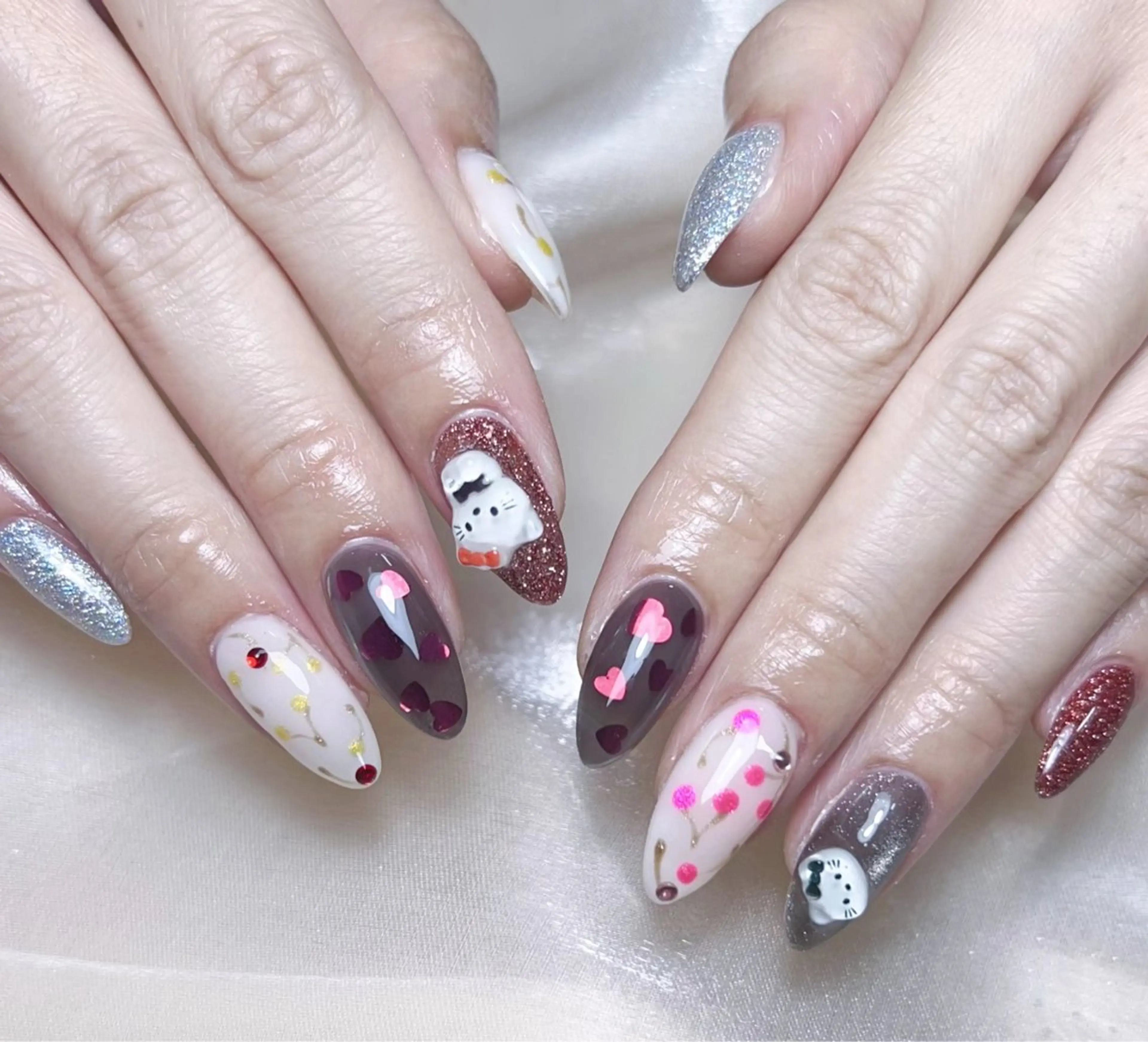 メンズ ネイル メンズ韓国風 アートネイル オーロラネイル ガーリー キラキラネイル ハンドネイル Nail salon 木にいるのネイルデザイン