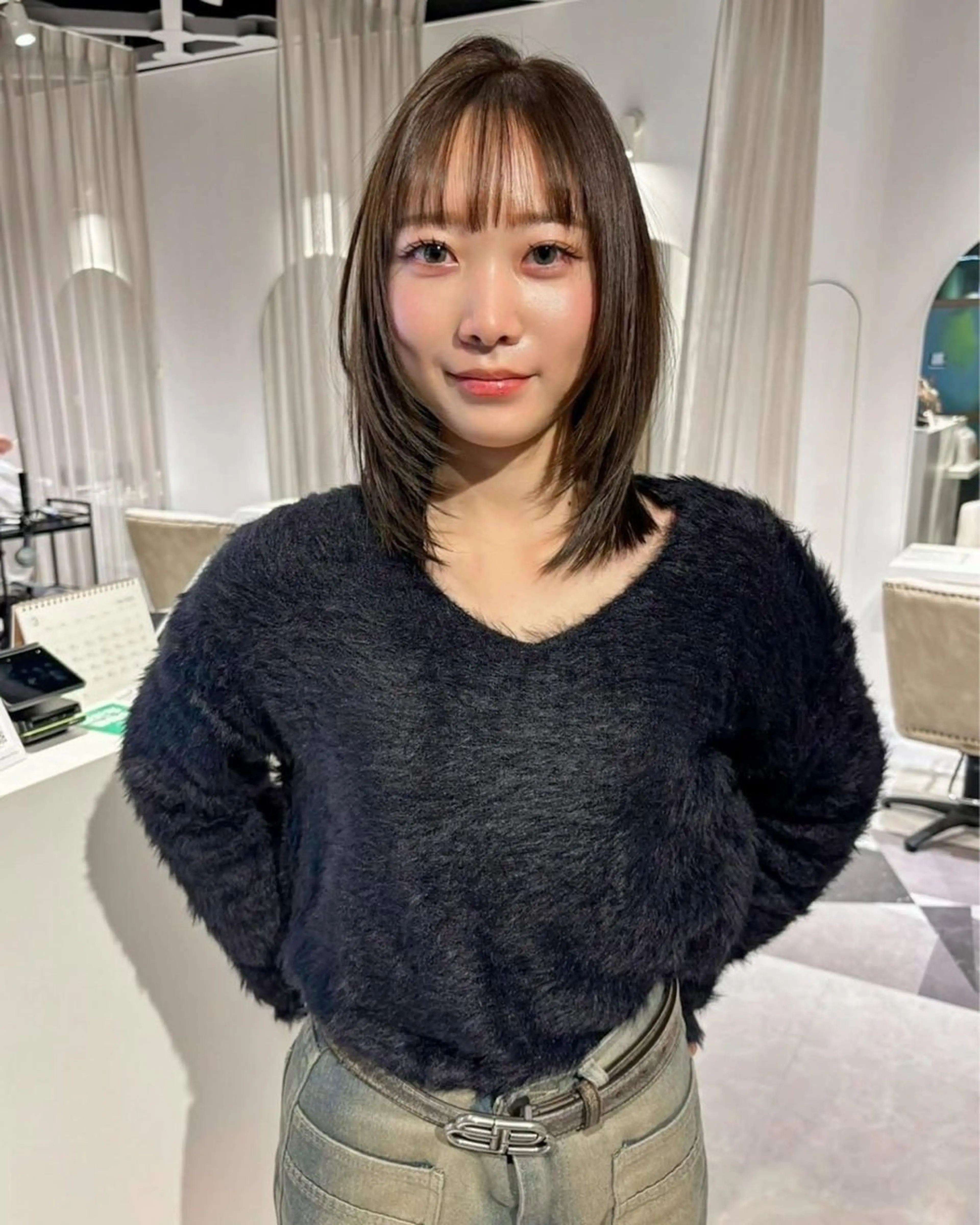 ミディアム カット ヘアカラー 樋口智士/倉敷/中庄 /縮毛矯正/髪質改善のヘアスタイル