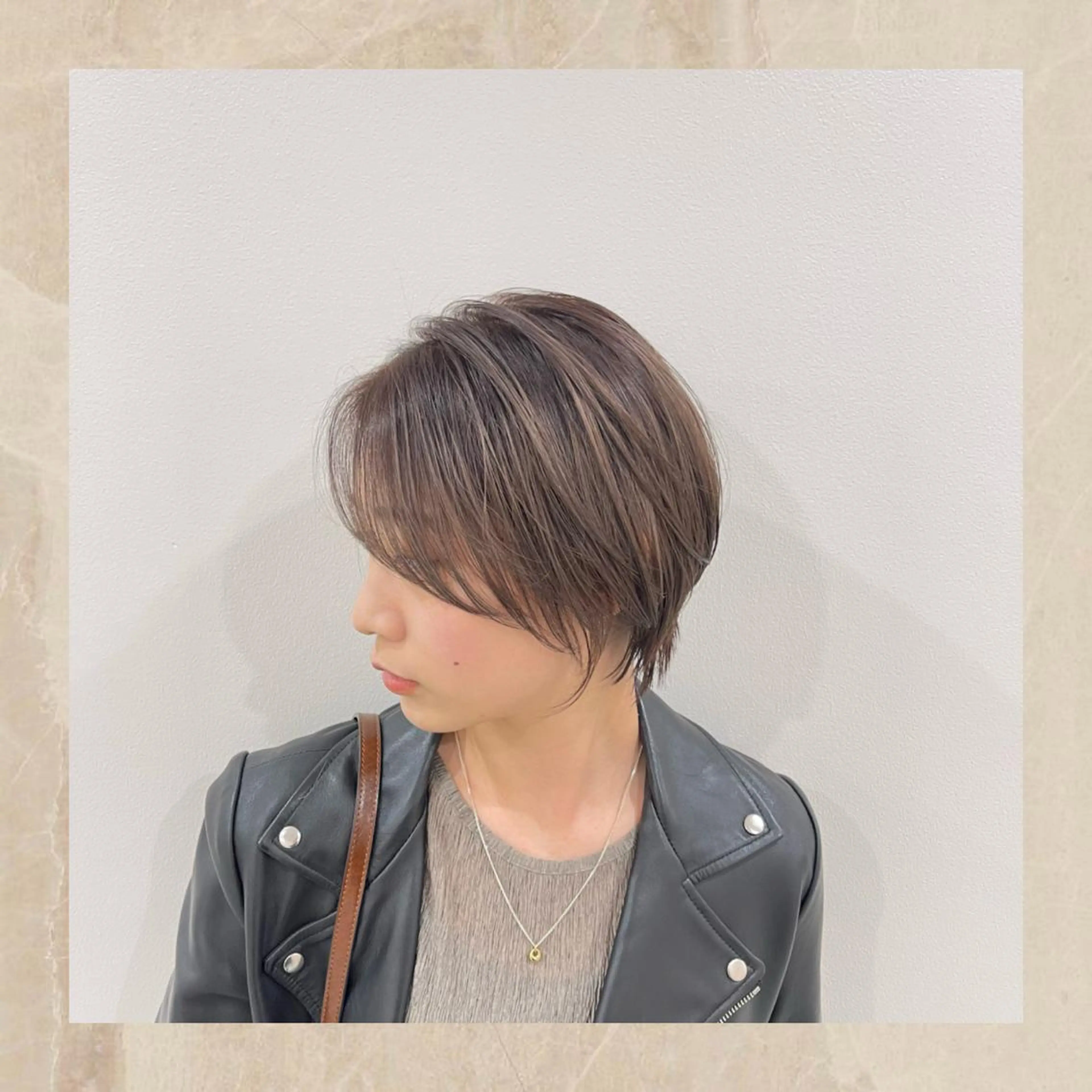 ショート セピアベージュ ワンホンヘア ケラチン/Kaitoのヘアスタイル