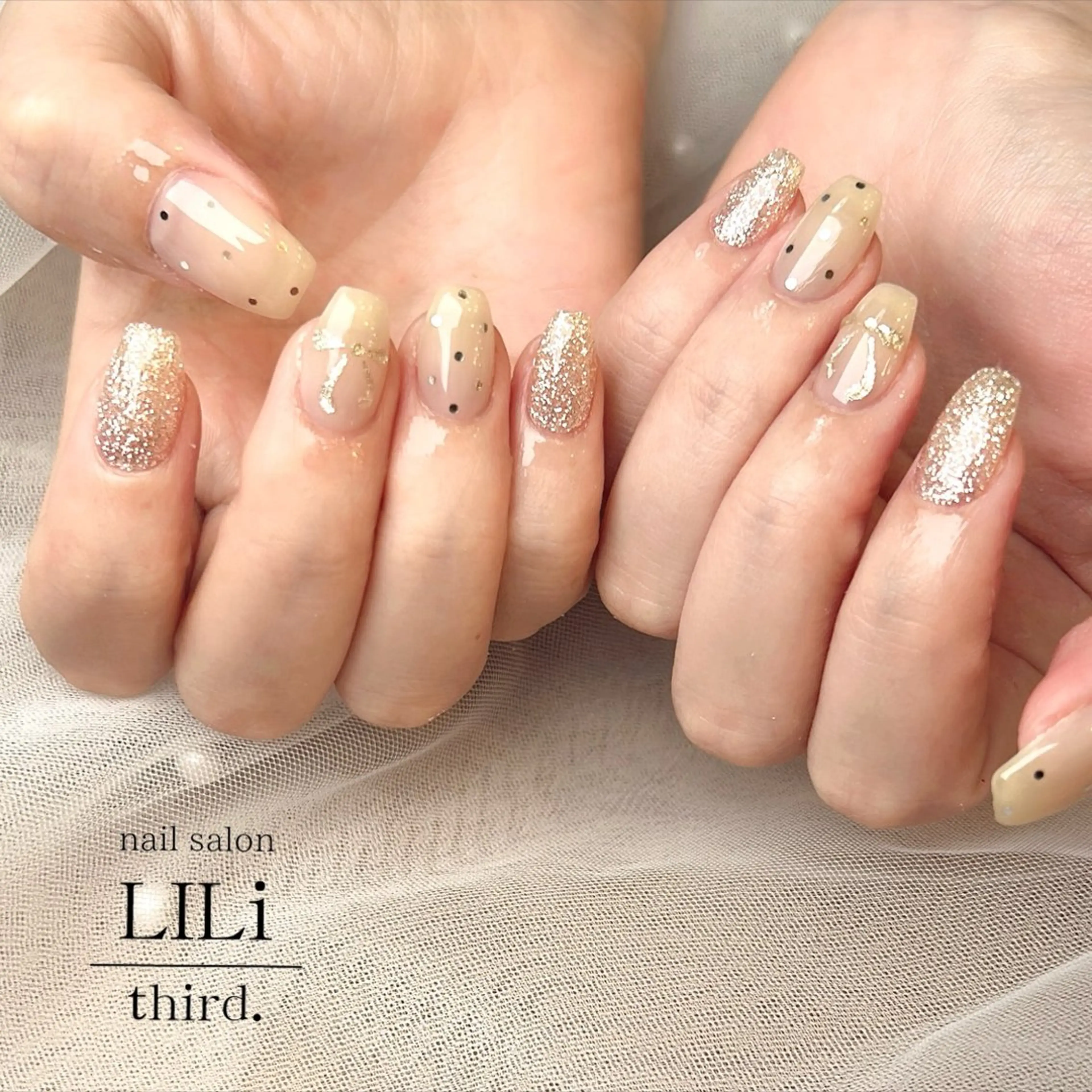ネイル ドット リボン ハンドネイル nail salon LILi third.所属・Saya ᵕ̈*のネイルデザイン