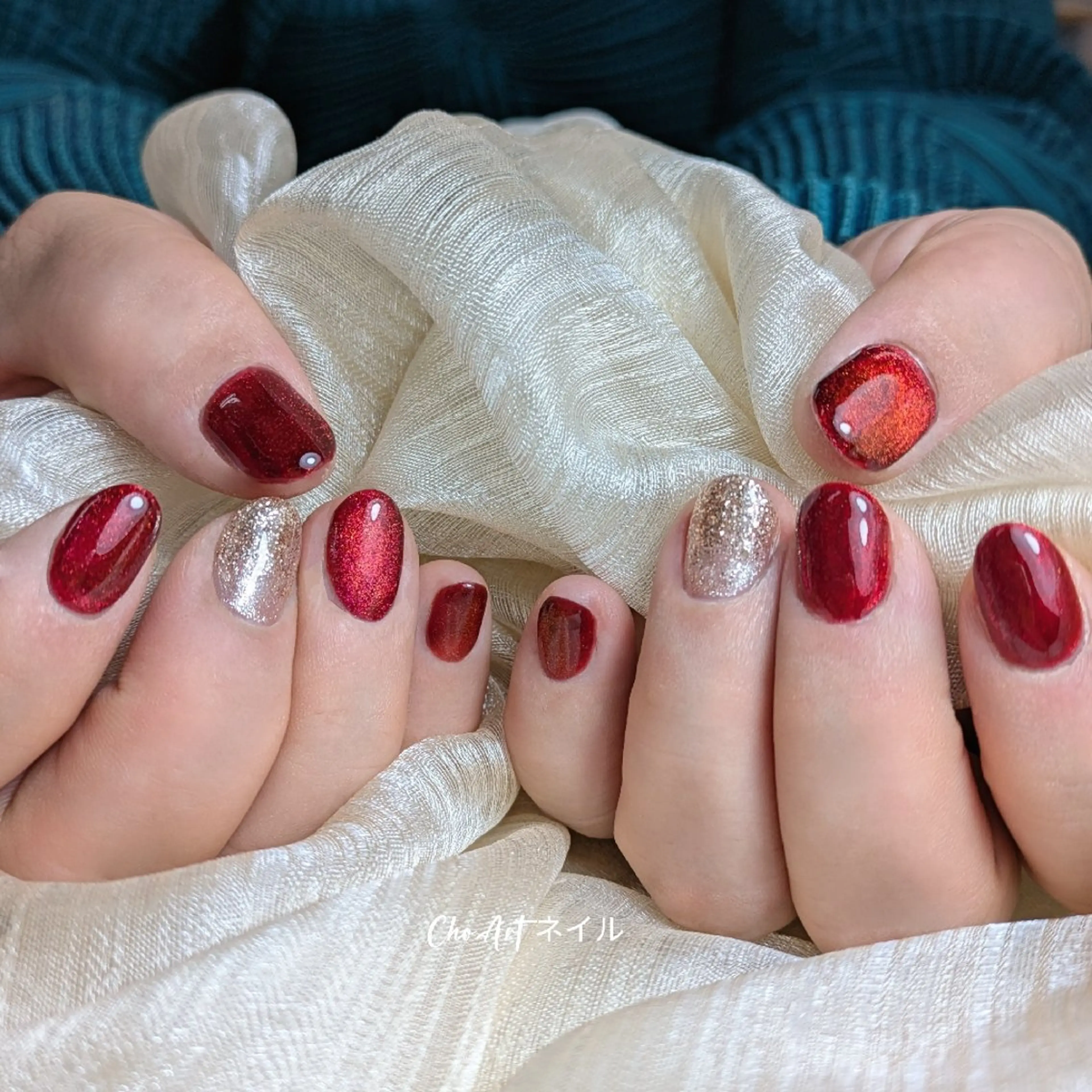 ネイル アートネイル グラデーション ラメ(グリッター) ラメグラデーション マグネットネイル Cho Artネイル所属・ronronne .のネイルデザイン